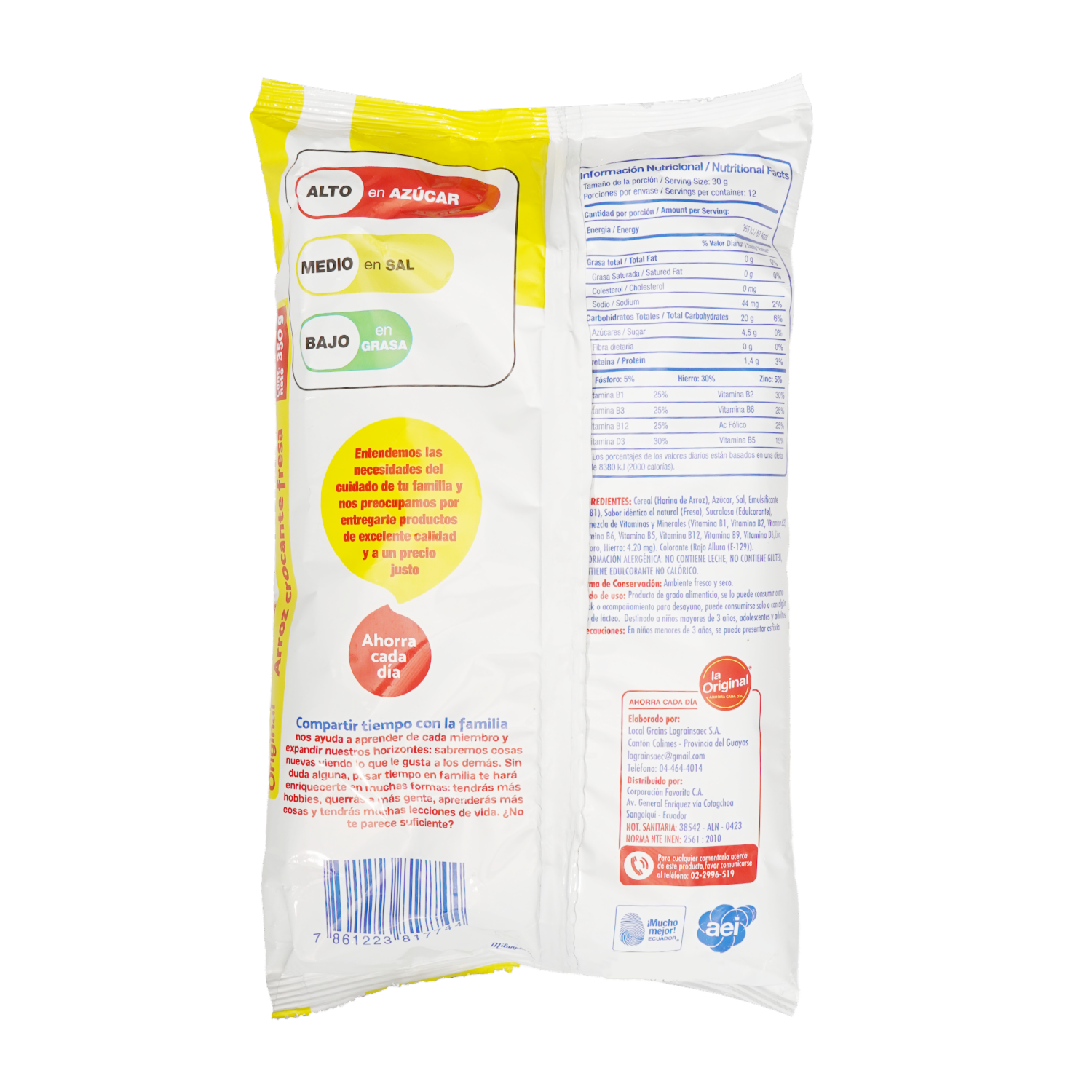 Cereal Arroz Crocante De Fresa LA ORIGINAL 350 G