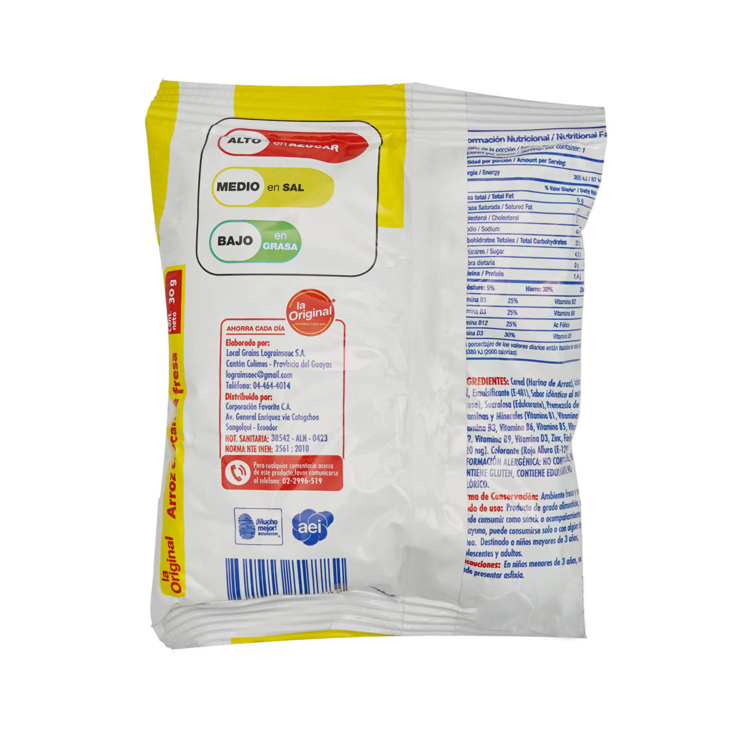 Cereal Arroz Crocante De Fresa LA ORIGINAL 30 G