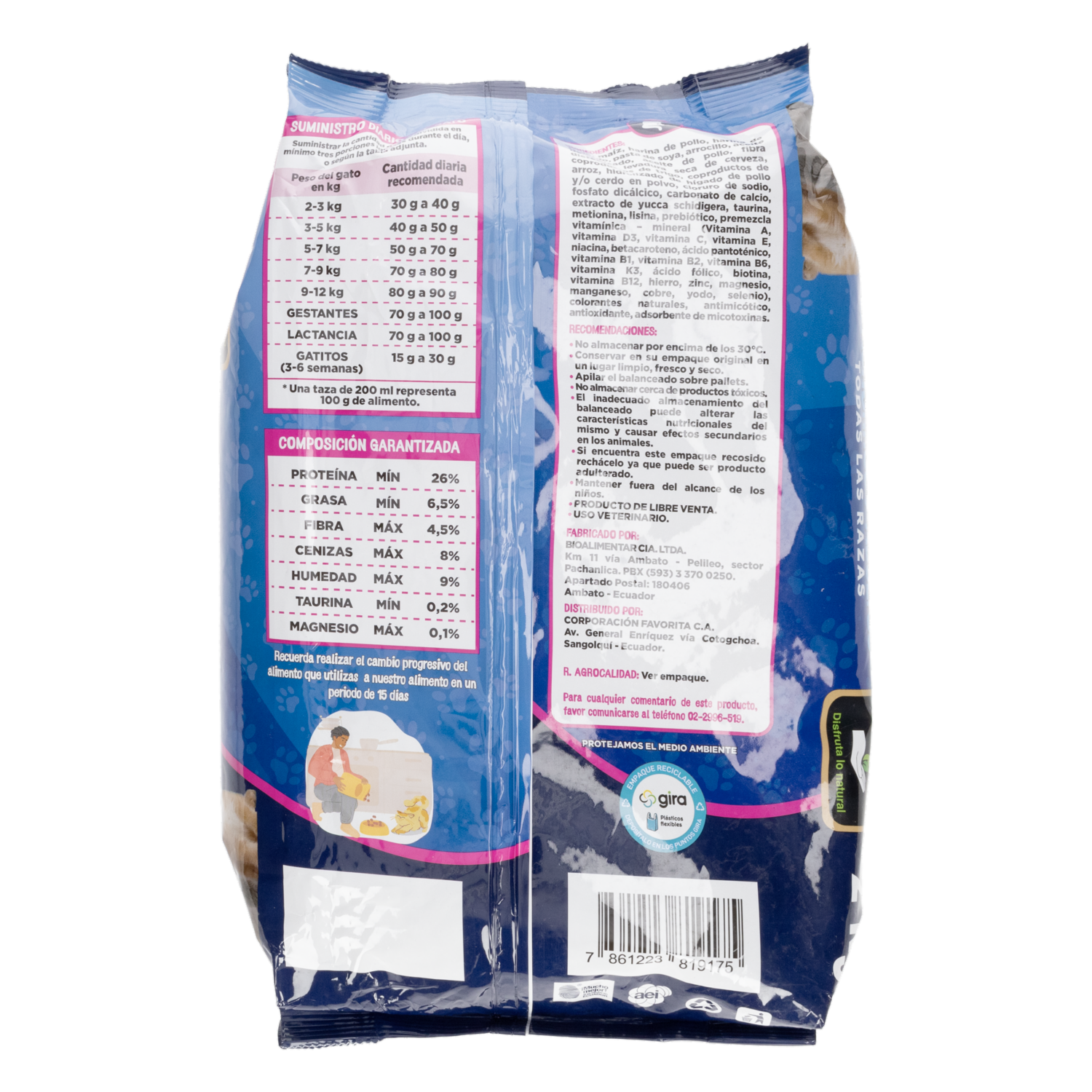 Alimento Para Gatitos Cachorros Y Adultos Todas Las Razas Sabor A Pollo EL ARTESANAL 2 Kg