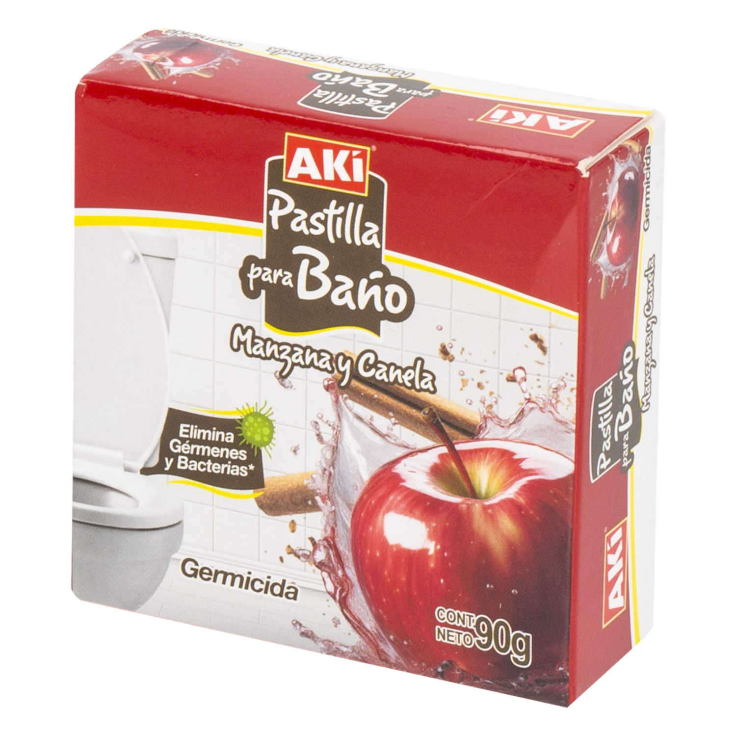 Pastilla Ambiental Desinfectante Para Baño Fragancia Manzana Y Canela AKÍ 90 G