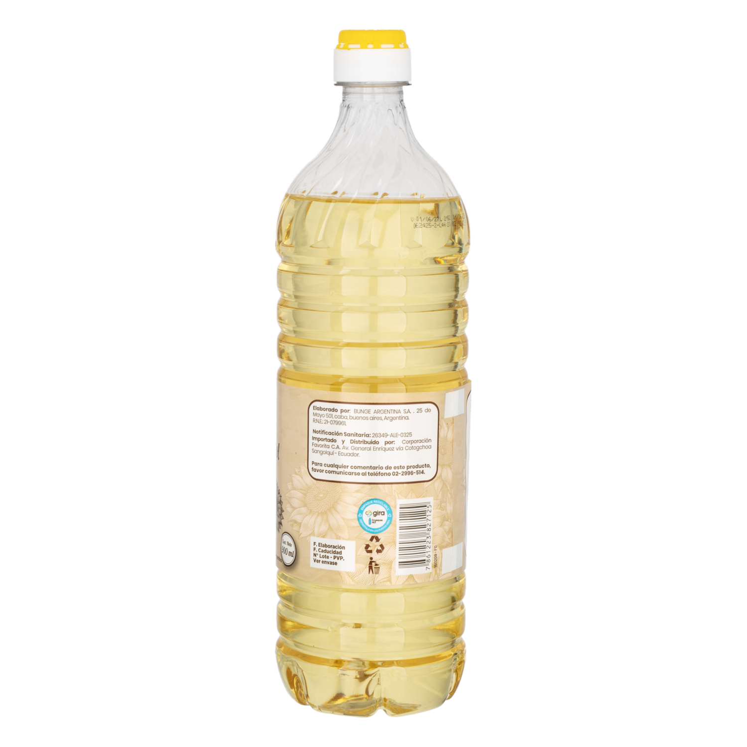Aceite Comestible Vegetal EL ARTESANAL 900 Ml
