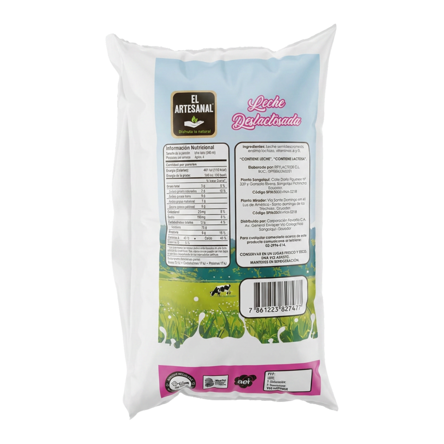 Leche Deslactosada En Funda EL ARTESANAL 1000 Ml