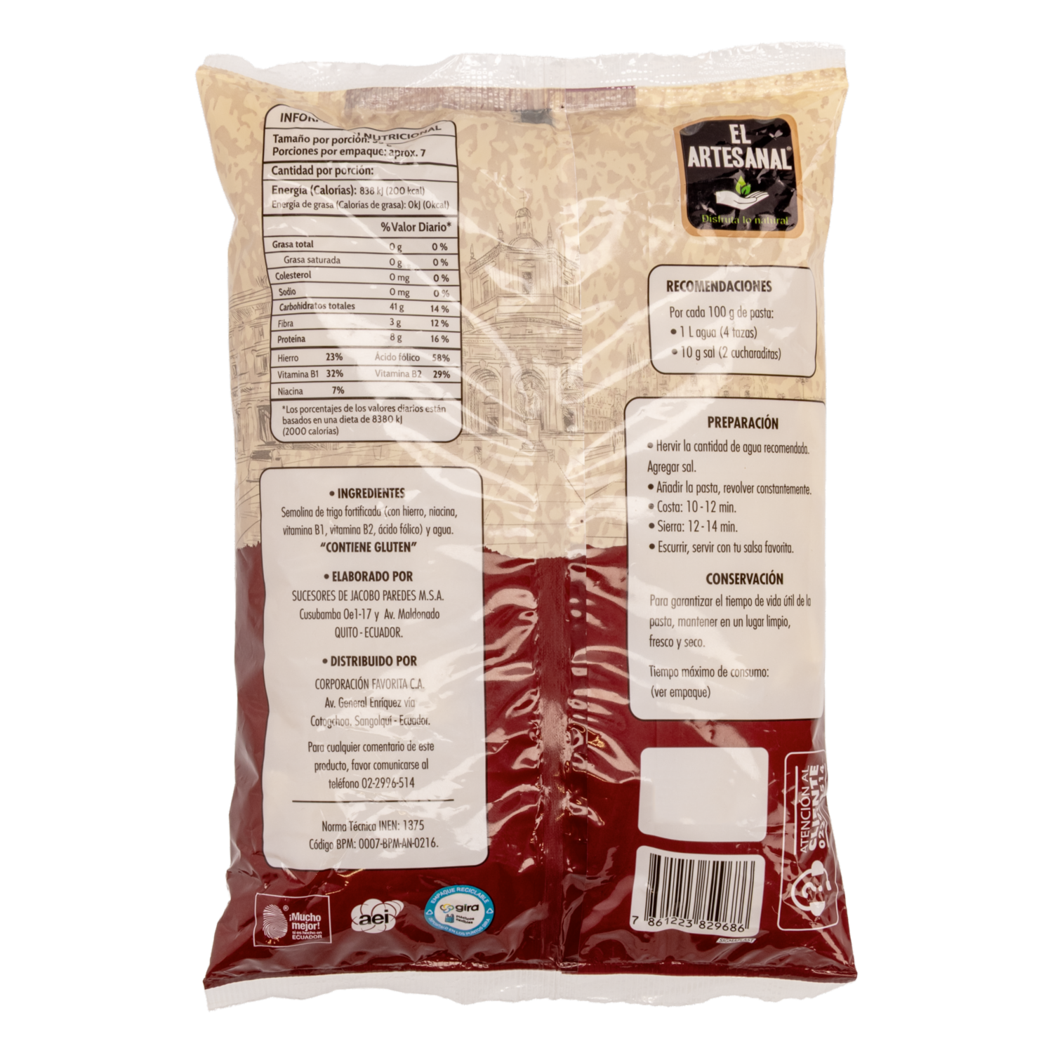 Fideo Corbata EL ARTESANAL 400 G