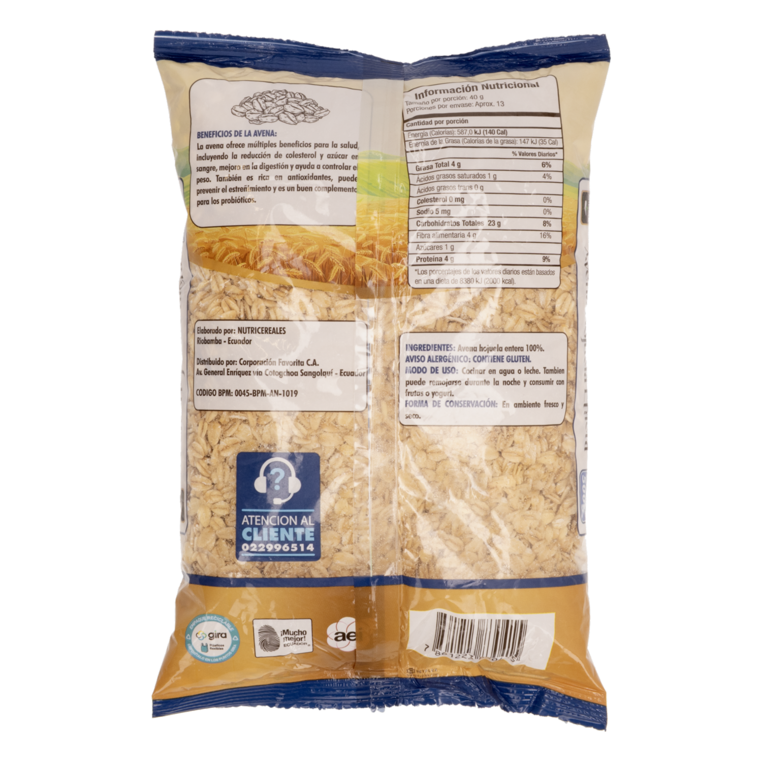 Avena En Hojuelas Entera EL ARTESANAL 500 G