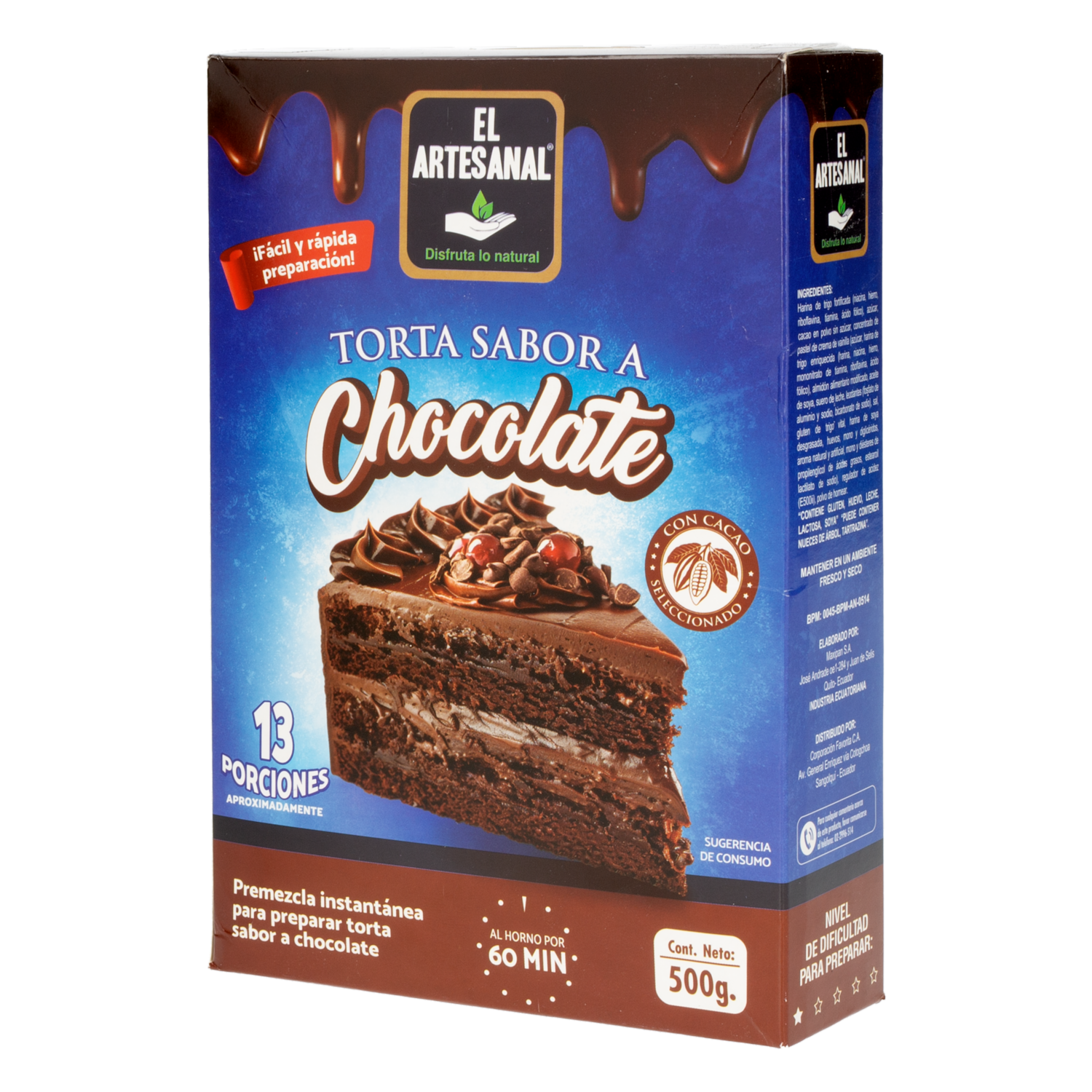 Premezcla De Torta Sabor De Chocolate EL ARTESANAL 500 G