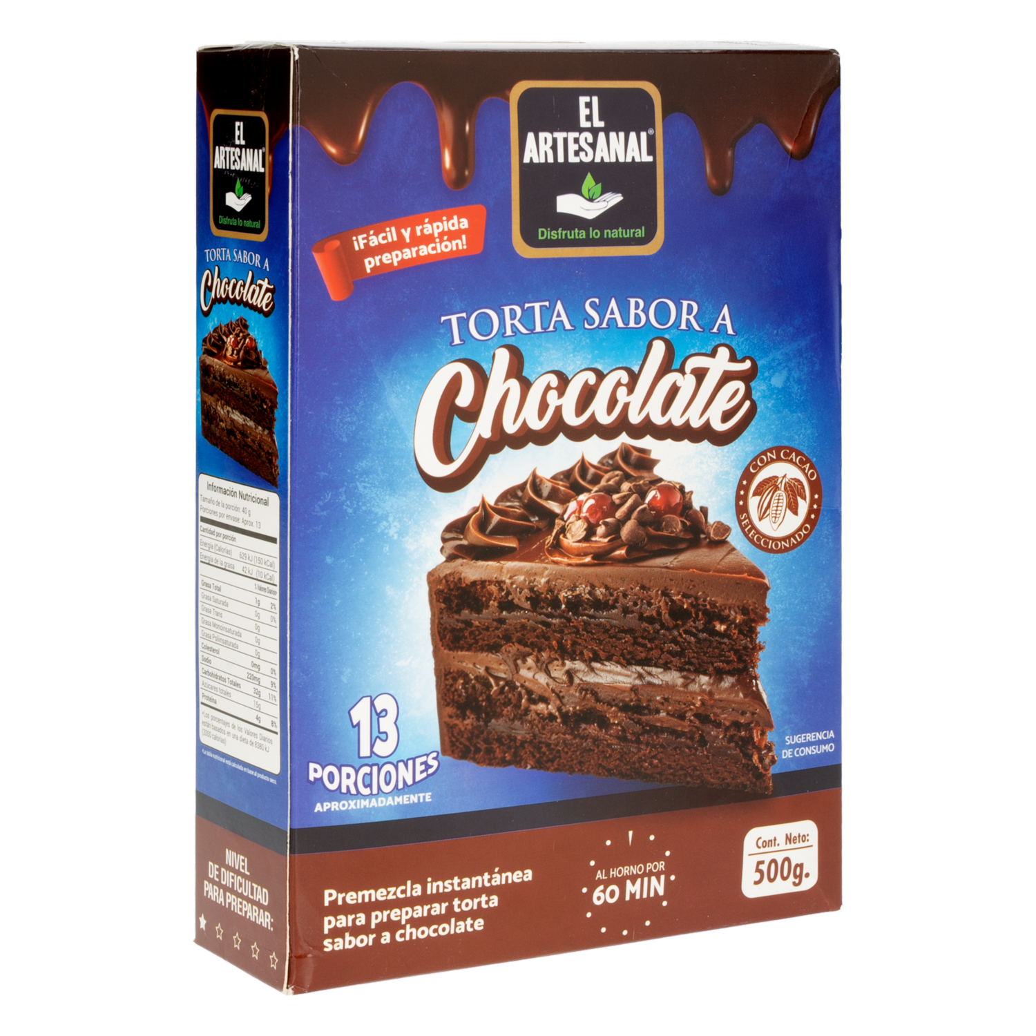 Premezcla De Torta Sabor De Chocolate EL ARTESANAL 500 G