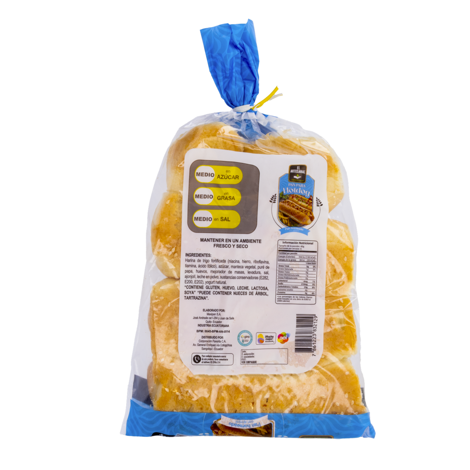 Pan Para Hot Dog X 4 Uds EL ARTESANAL 160 G