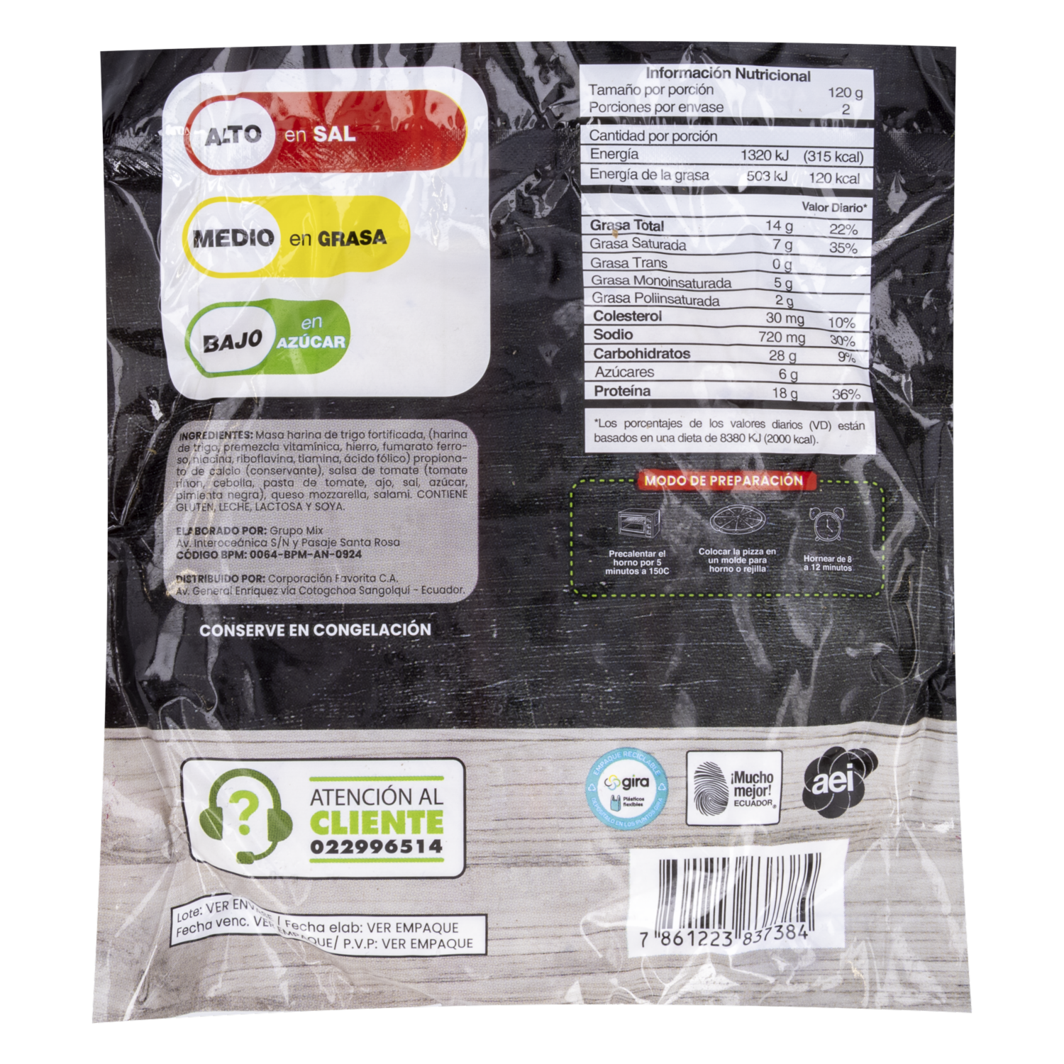 Pizza De Salami Y Queso EL ARTESANAL 240 G