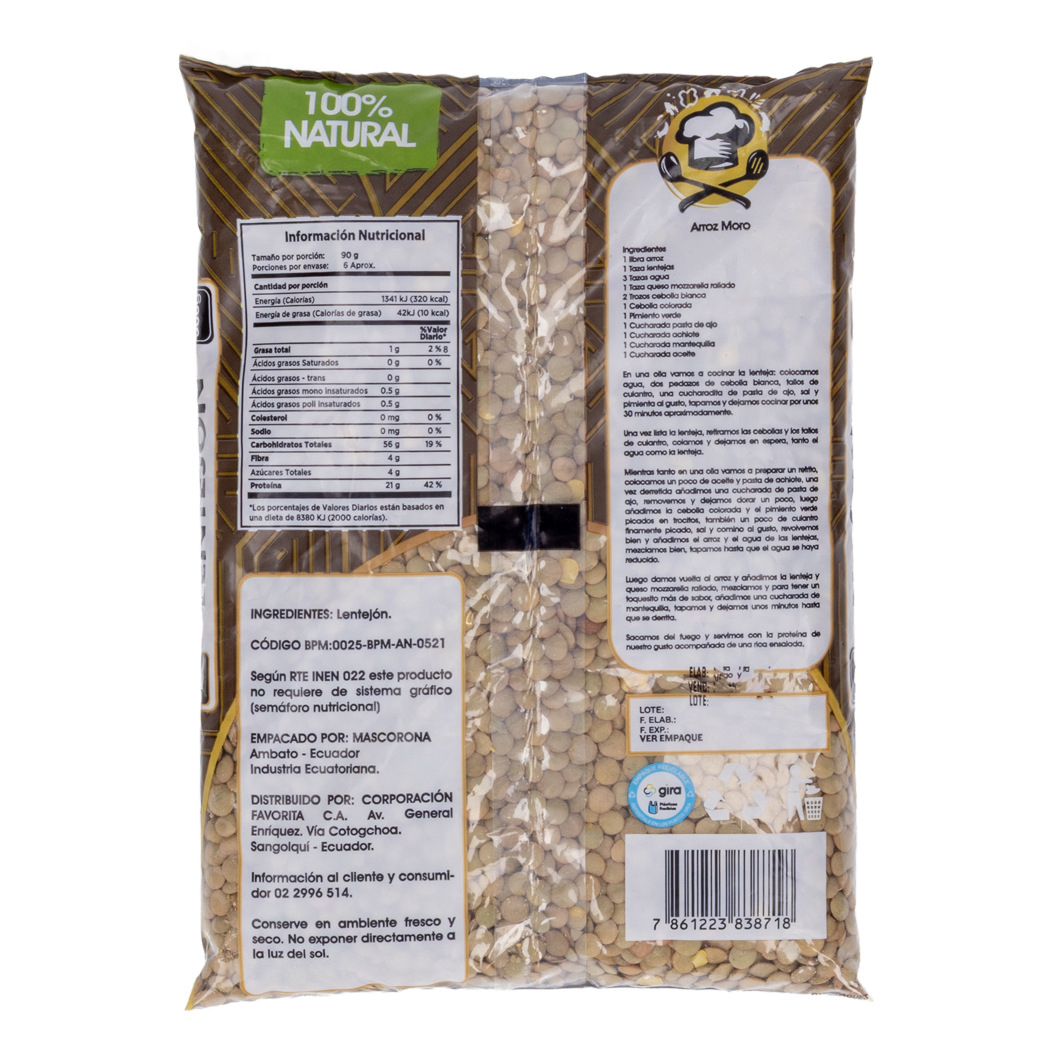 Lentejón Granos EL ARTESANAL 500 G
