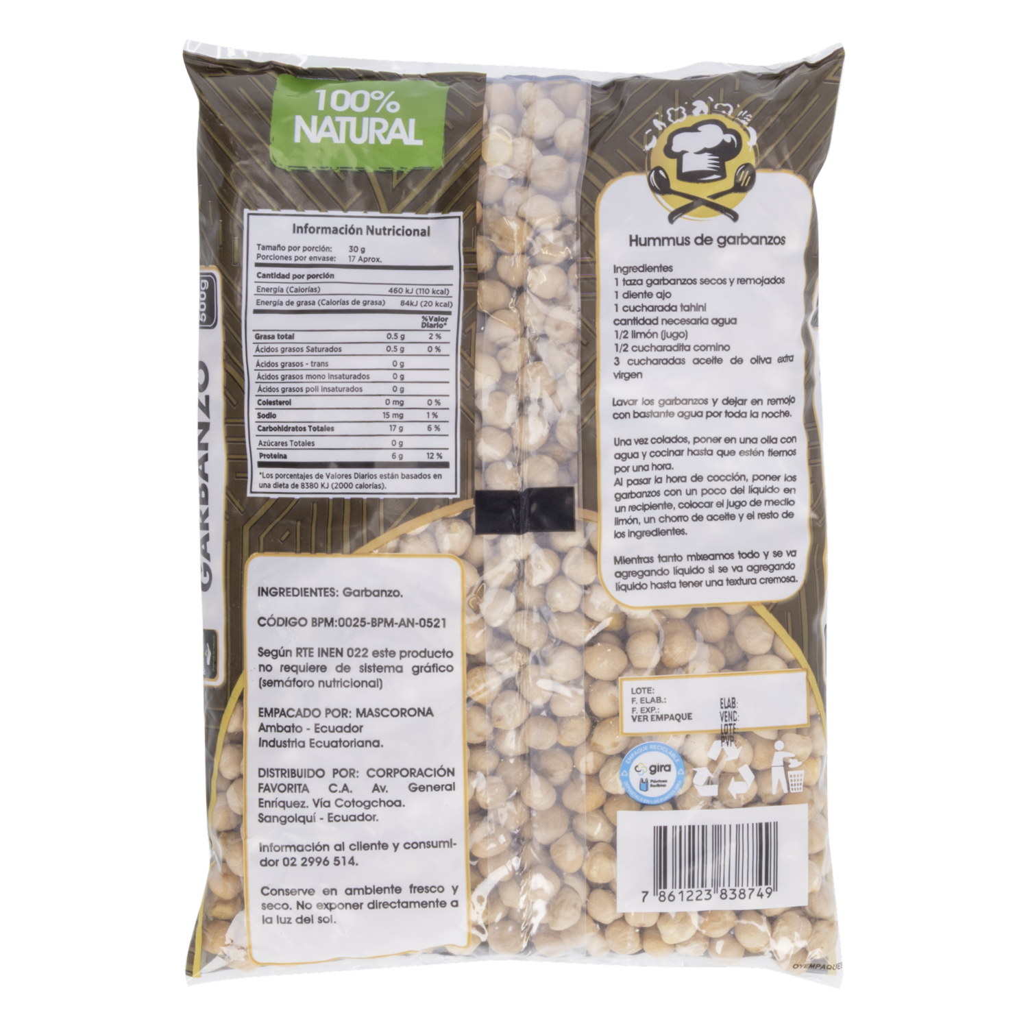 Garbanzo Empacado EL ARTESANAL 500 G