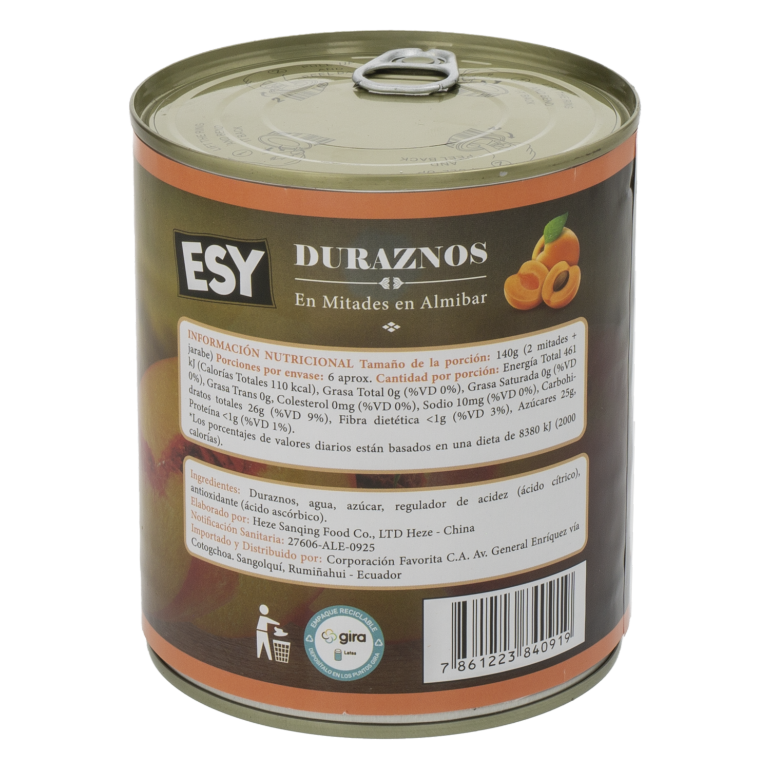 Duraznos Mitades En Almíbar ESY 820 G