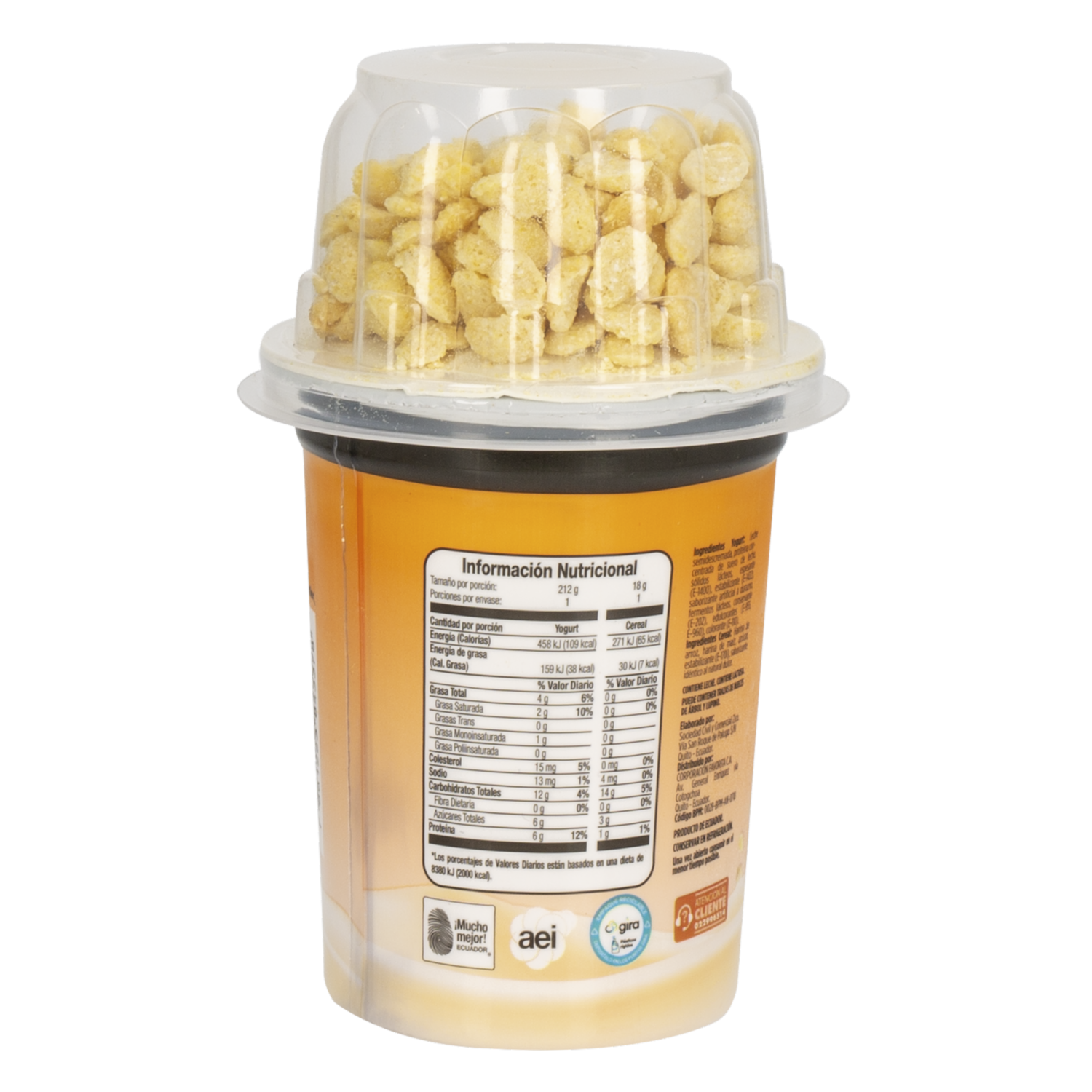 Yogurt Mix Con Cereal Sabor Durazno EL ARTESANAL 180 G