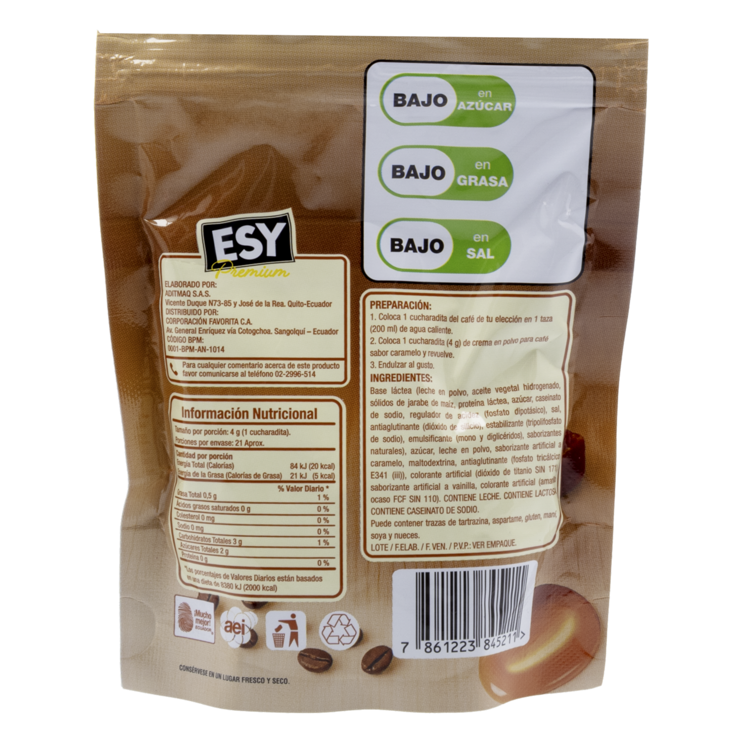 Crema Para Café Sabor Caramelo ESY 85 G