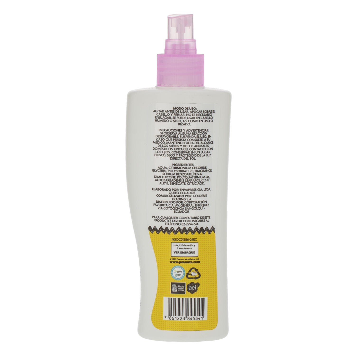 Desenredante De Cabello Indantil En Spray PEANUTS 200 Ml