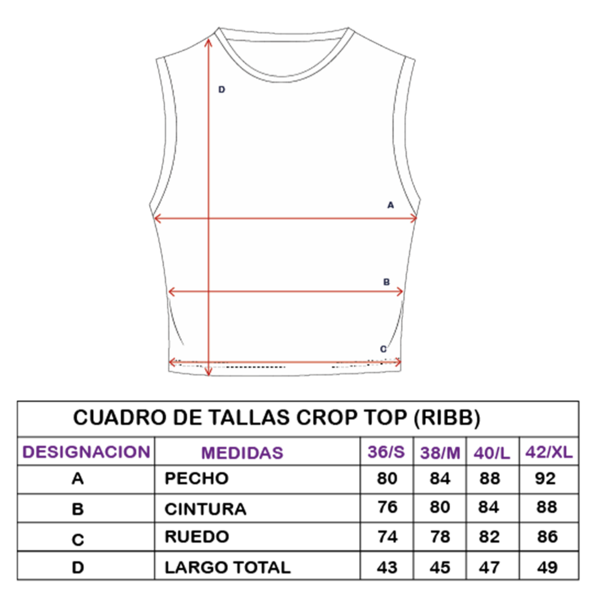 Bvd Crop Top Cuello Redondo Ribb GK BASIC
