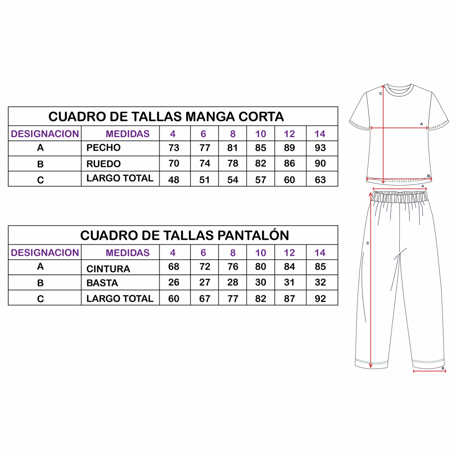 Pijama Cuello Redondo Manga Corta Y Pantalón GK BASIC
