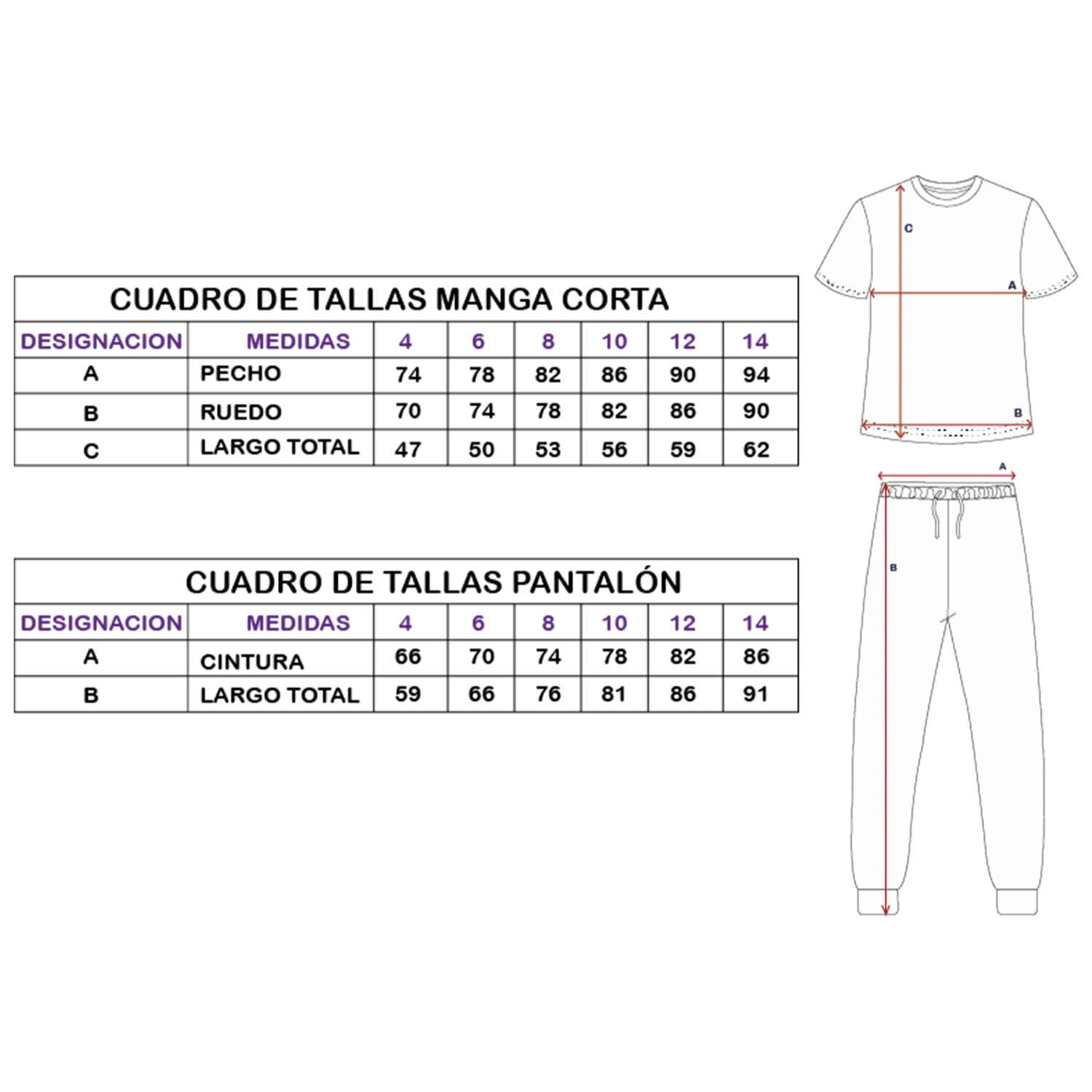 Pijama Cuello Redondo Manga Corta Y Jogger GK BASIC