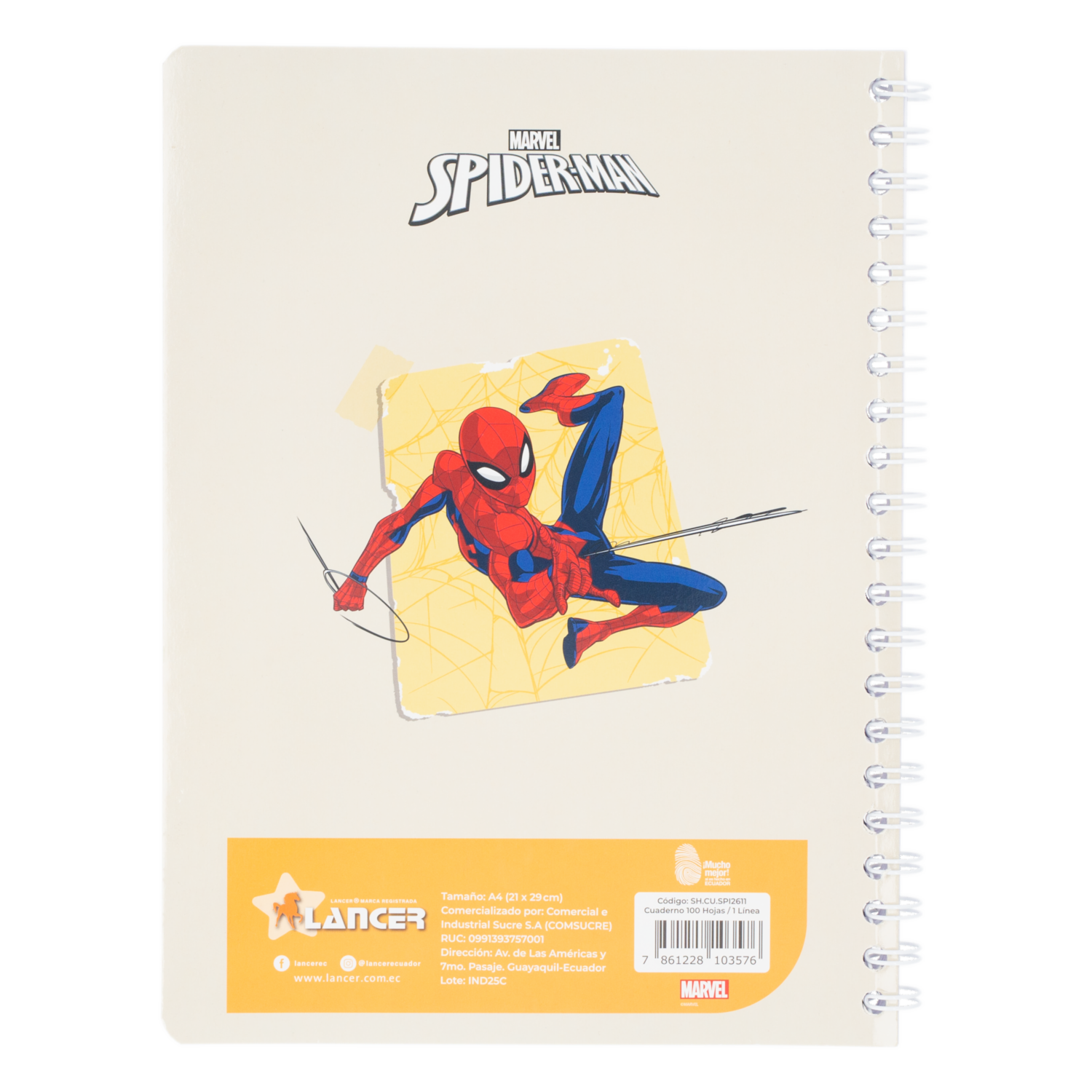 Cuaderno Universitario 1 Línea Diseño Spiderman DISNEY 100 Hojas