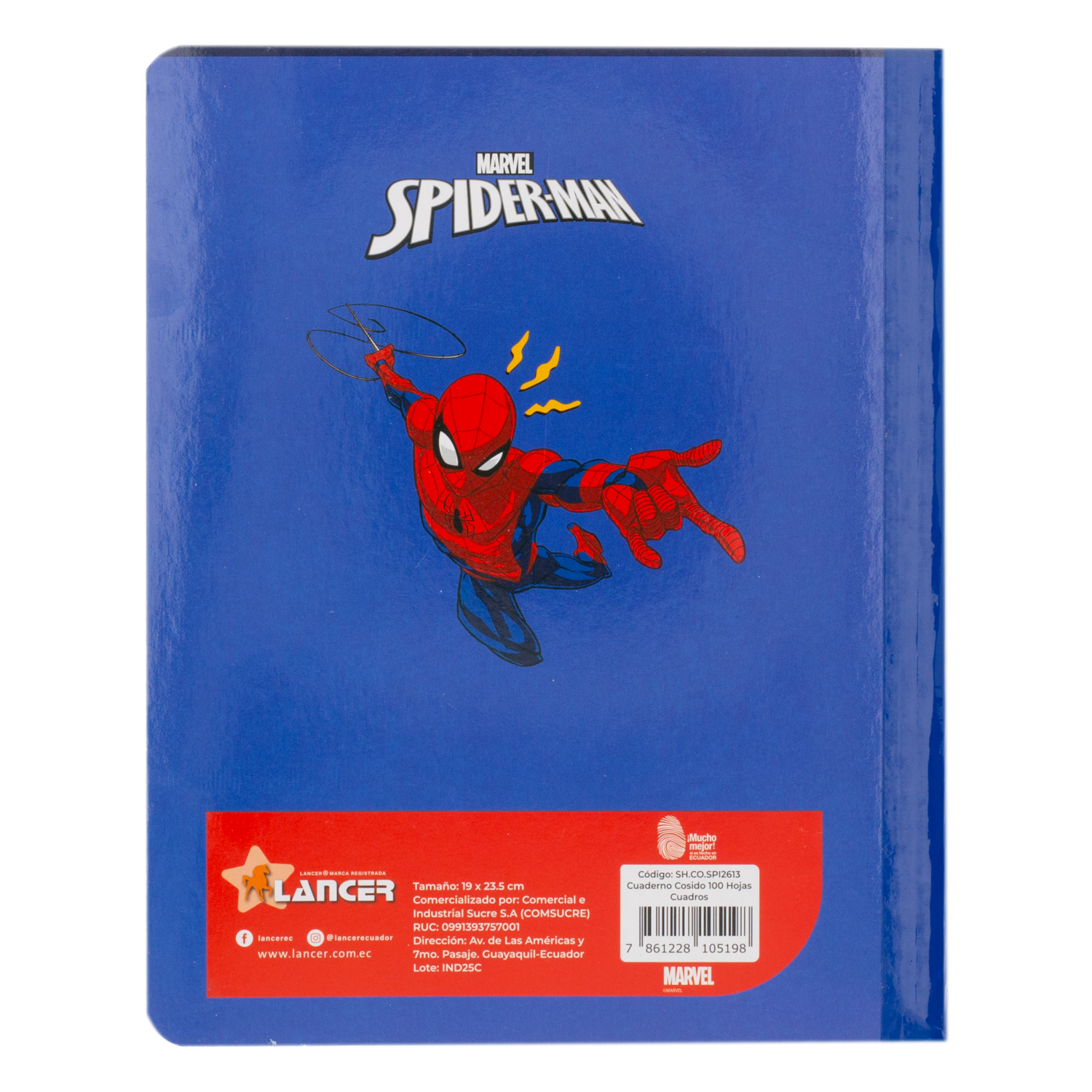 Cuaderno Cosido De Cuadros Diseño Spiderman DISNEY 100 Hojas