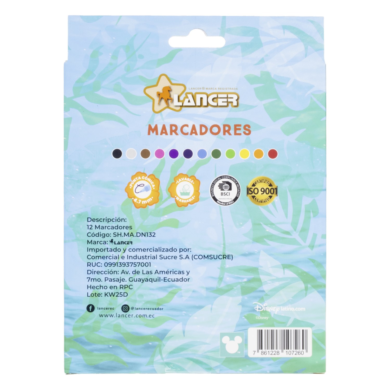 Marcador Diseño Moana Punta Cónica 4.7Mm DISNEY 12 Piezas