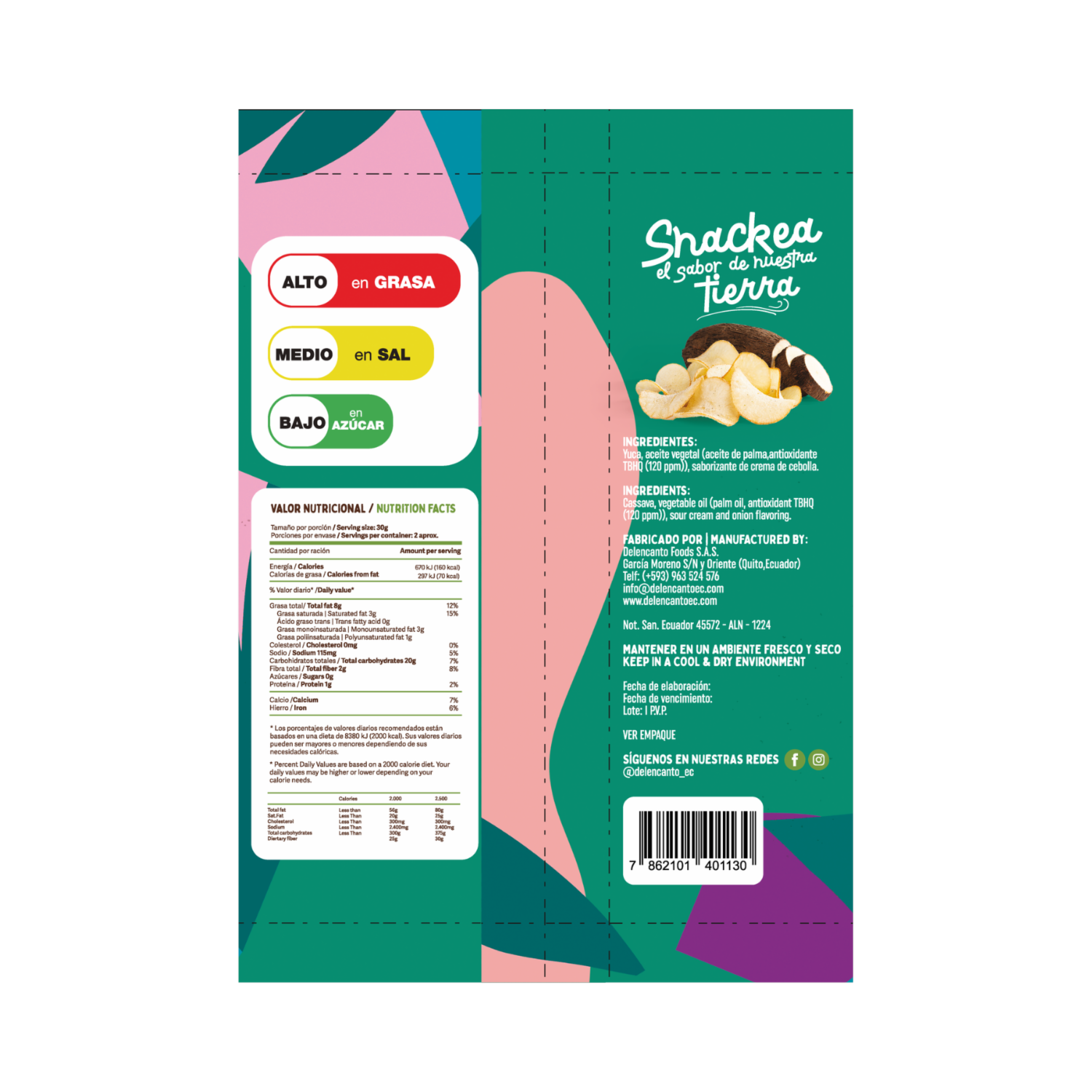 Chips De Yuca Frita Sabor Crema De Cebolla YUCAS 45 G