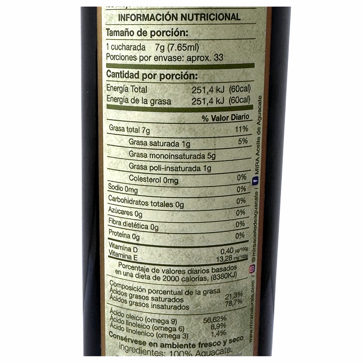 Aceite De Aguacate Original Gourmet MIRA 250 Ml