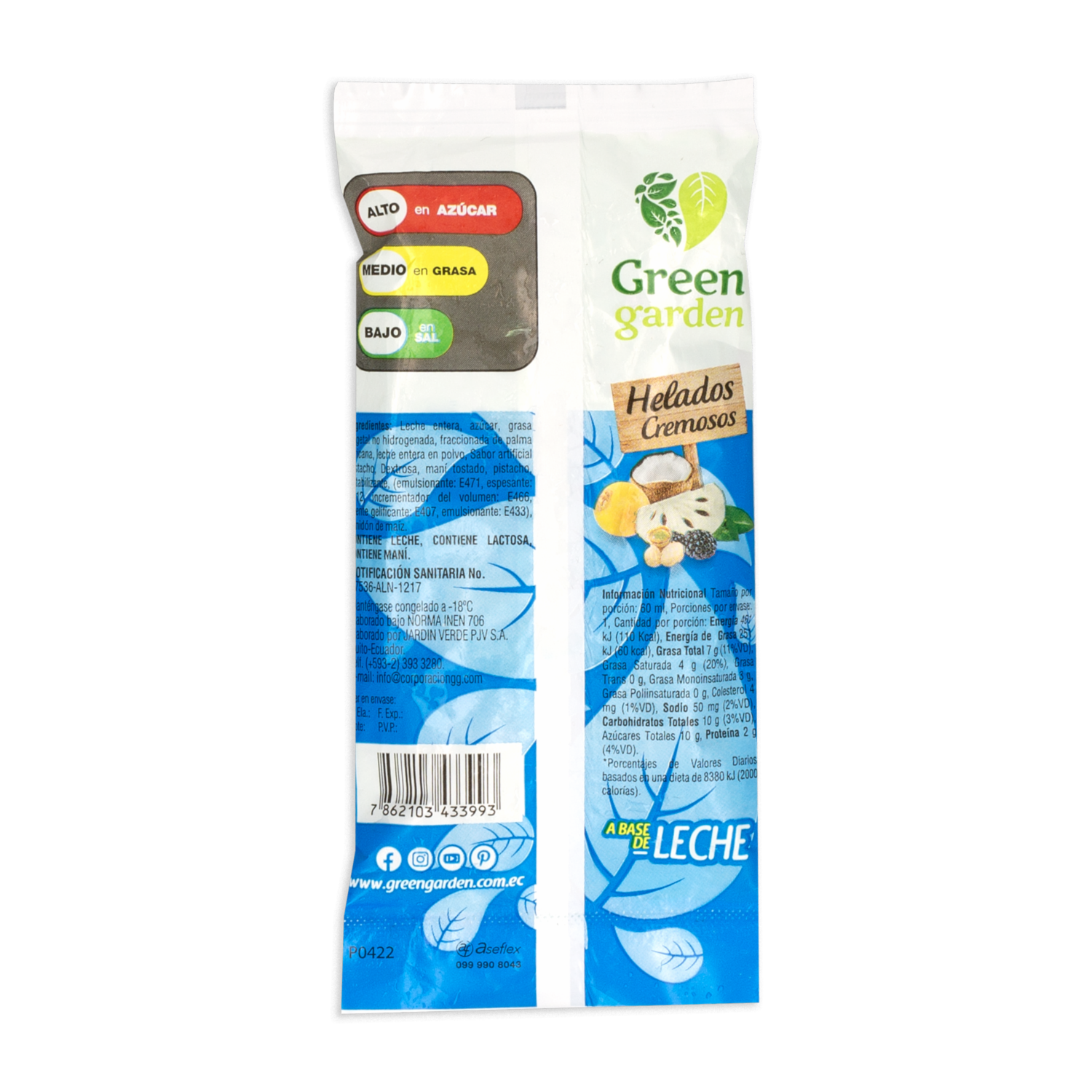 Helado Cremoso Pistache GREEN GARDEN 60ml