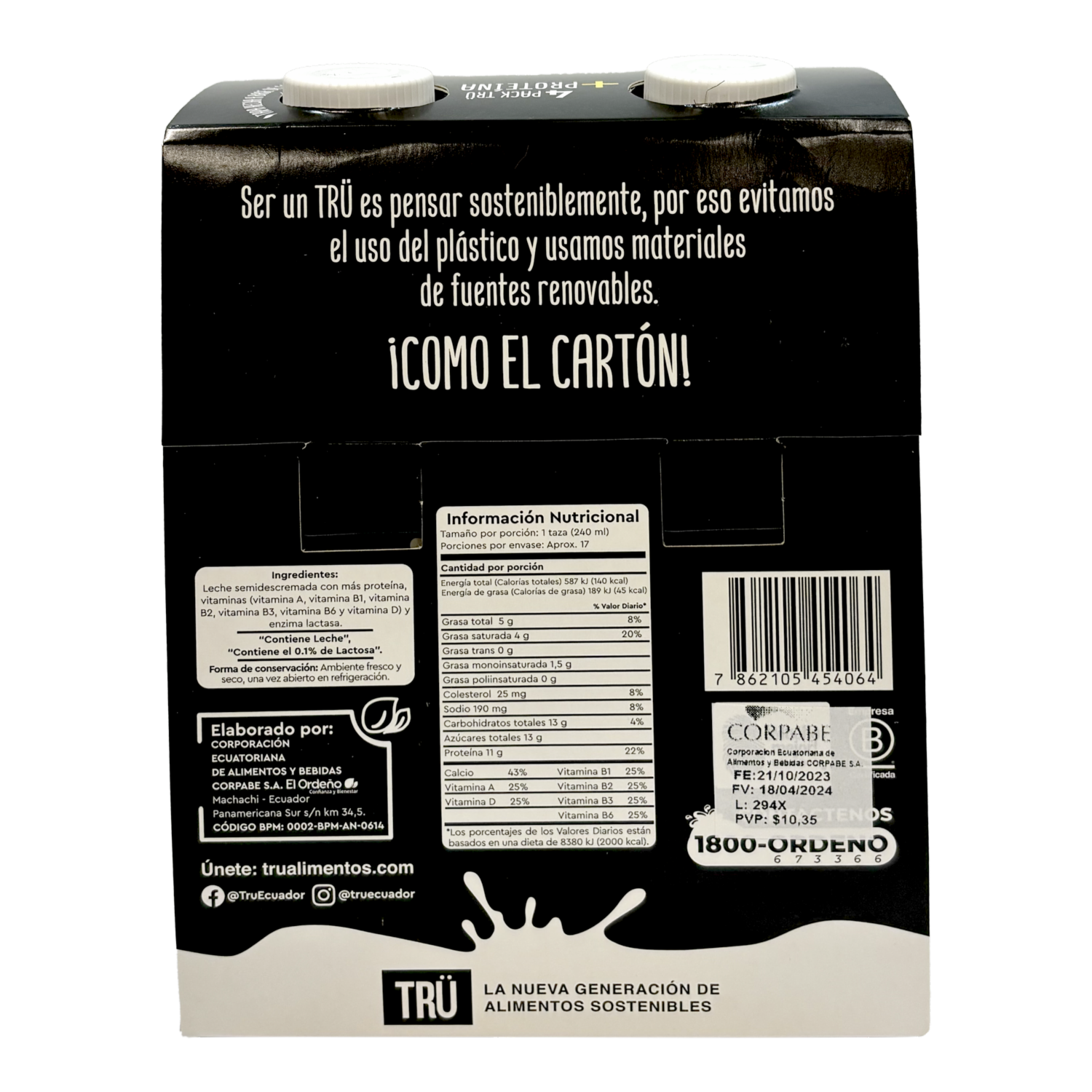 Leche Deslactosada Con 50% + Proteína TRÜ 4 X 1000 Ml