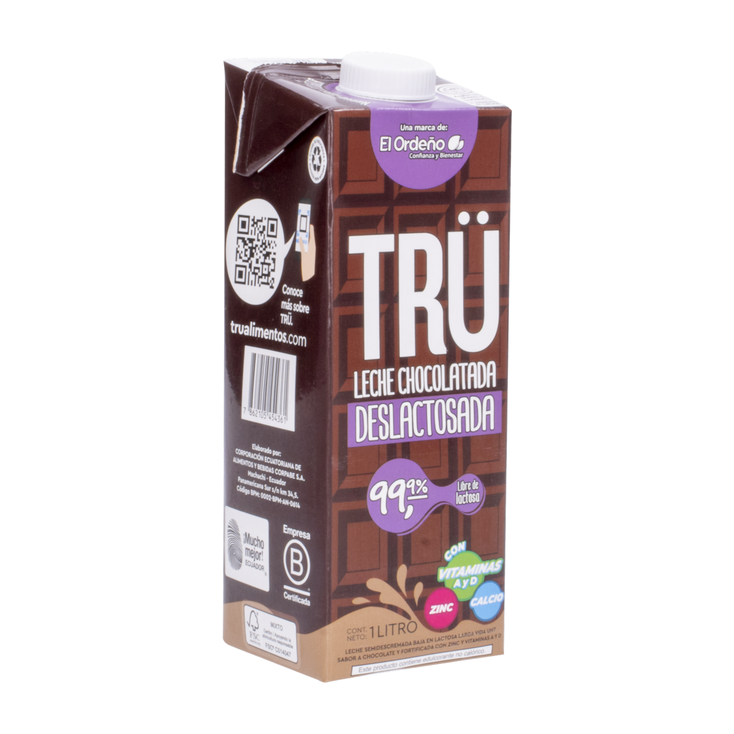 Leche Chocolatada Deslactosada UHT TRÜ 1 Litro