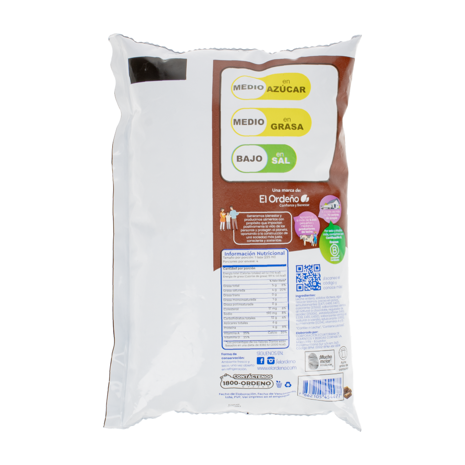 Bebida Láctea Sabor A Chocolate EL ORDEÑO 900 Ml