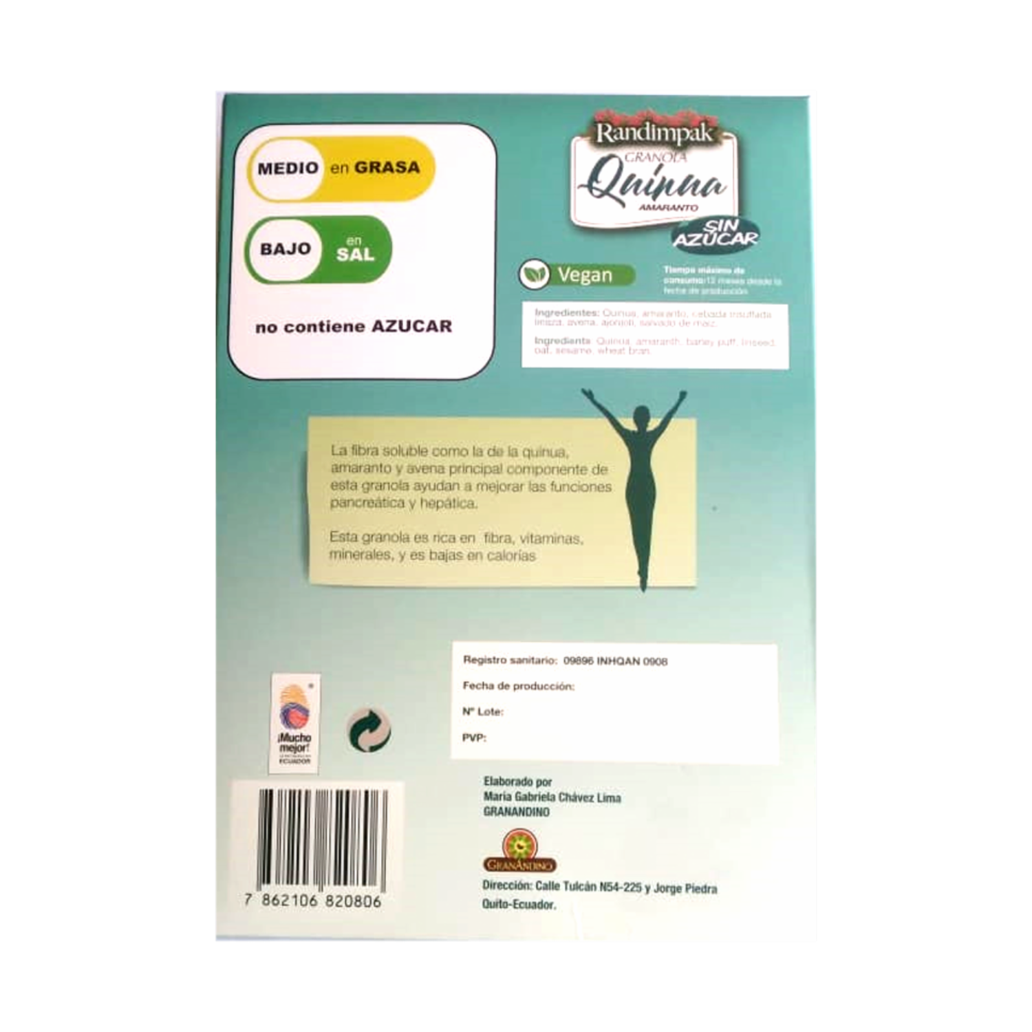 Granola Orgánica Sin Azúcar RANDIMPAK 300 G