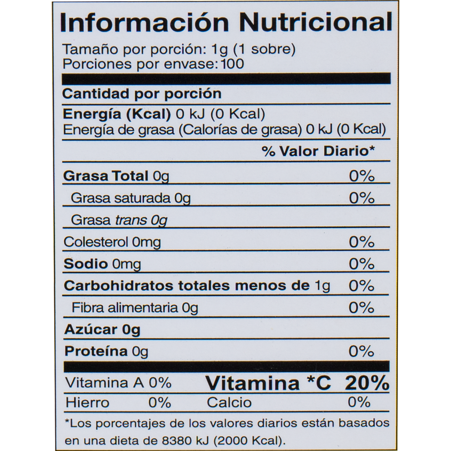 Endulzante Con Vitamina C STEVIA LIFE 100 G