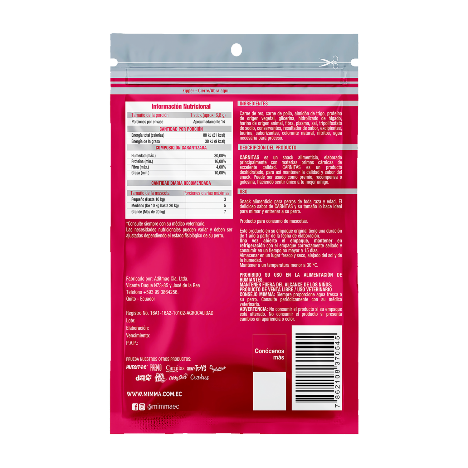 Snack Para Perros De Carne CARNITAS 100 G
