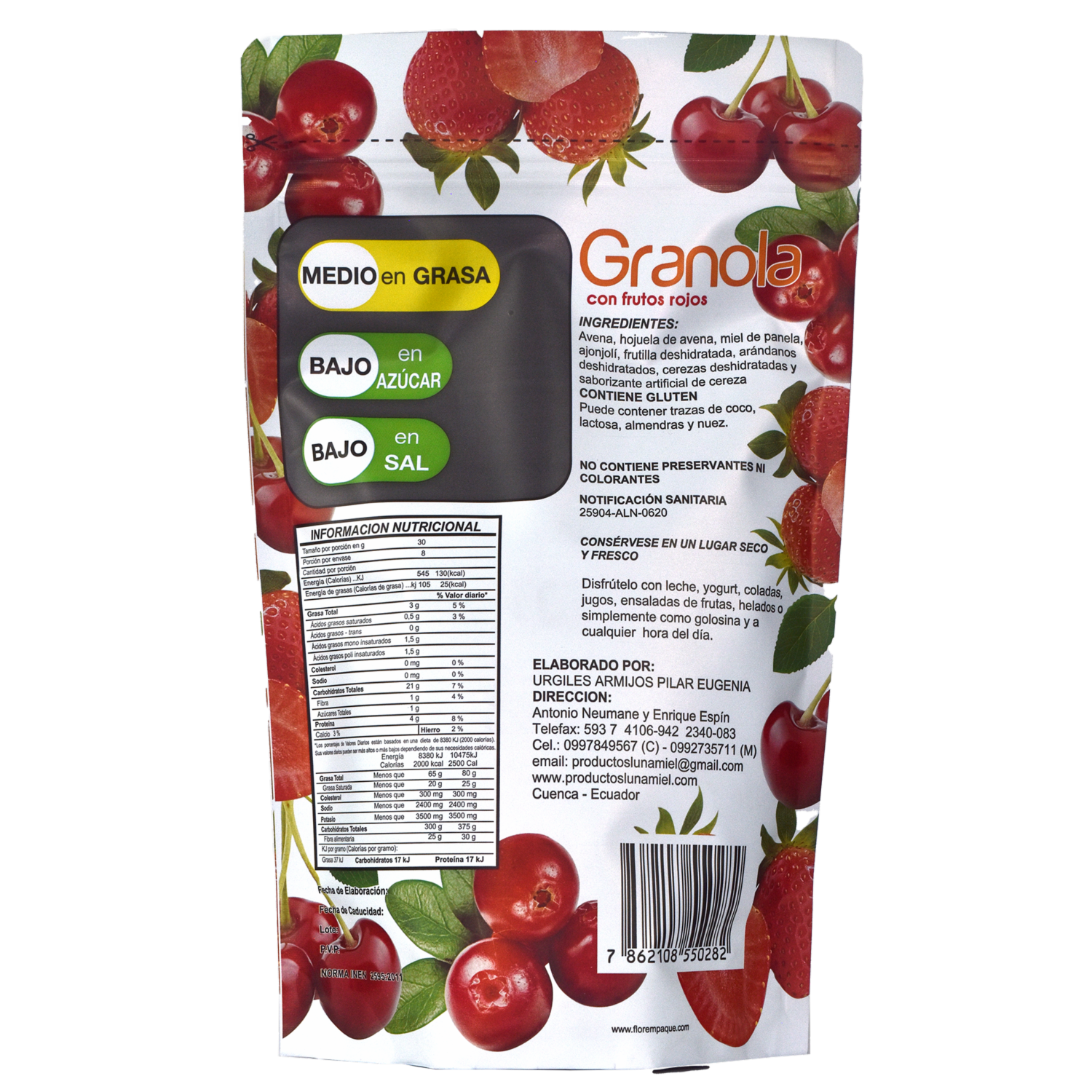 Granola Con Miel Y Frutos Rojos LUNA MIEL 250 G