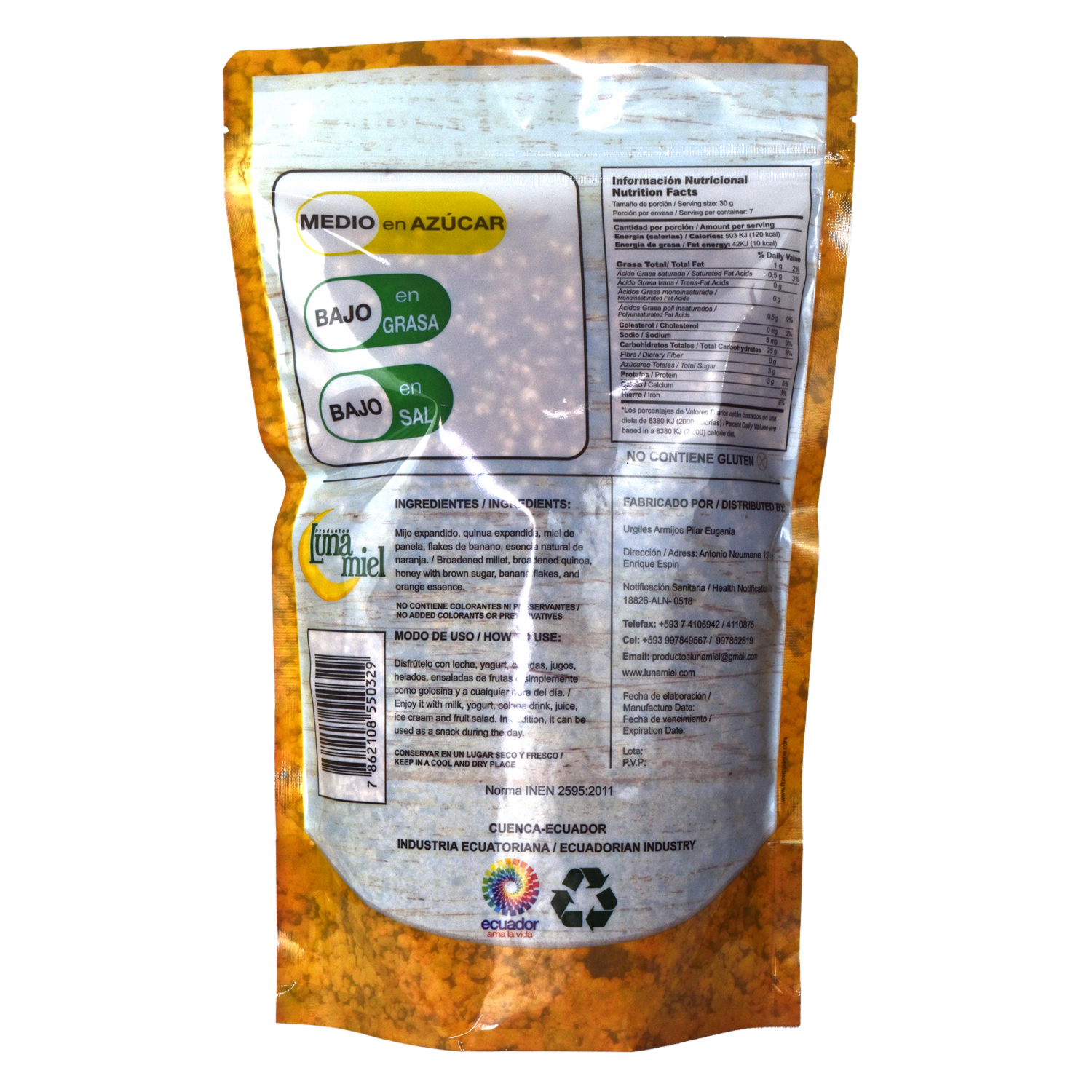Granola Con Miel Sin Gluten LUNA MIEL 250 G