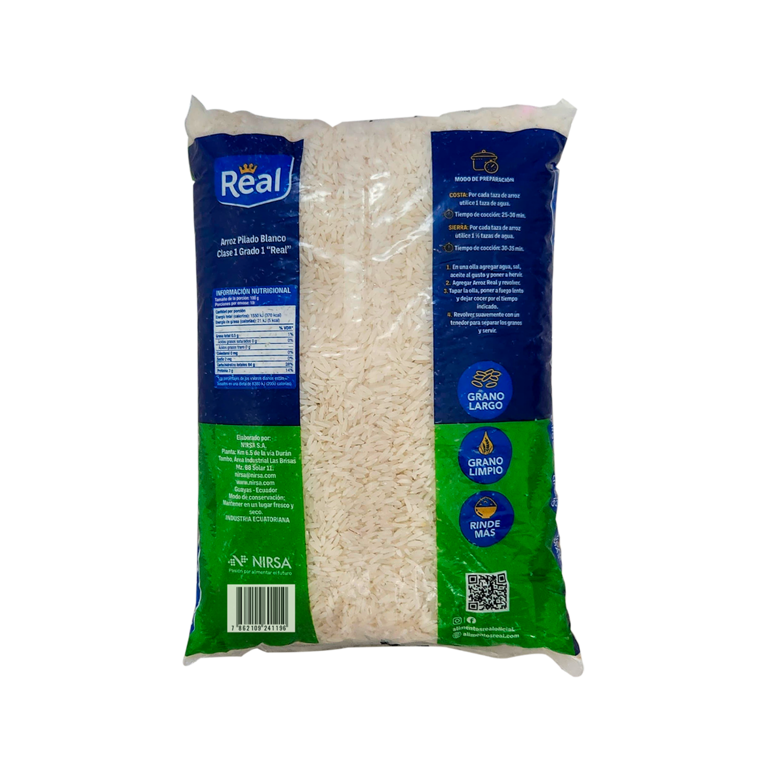 Arroz Blanco Grano Largo Y Limpio REAL 1 Kg