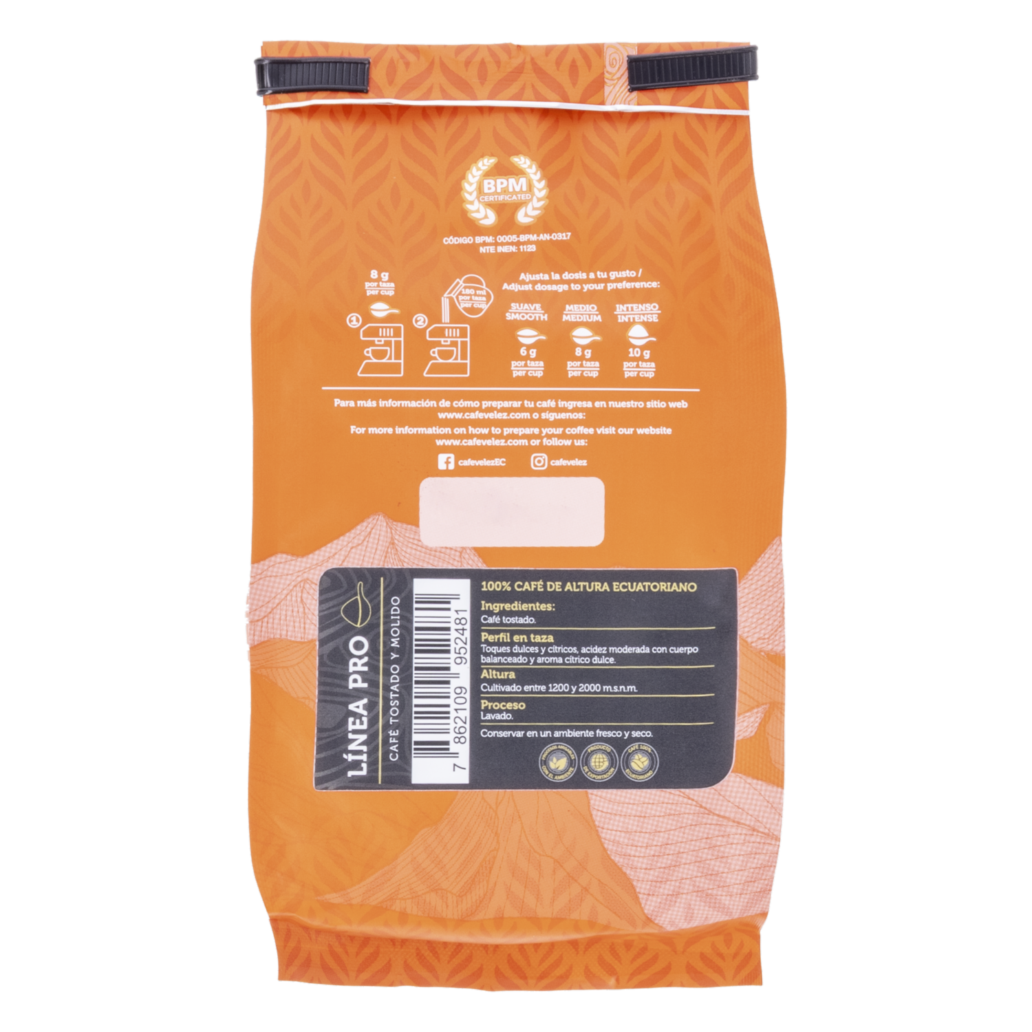 Café Tostado Y Molido De Altura Línea Pro VÉLEZ 250 G