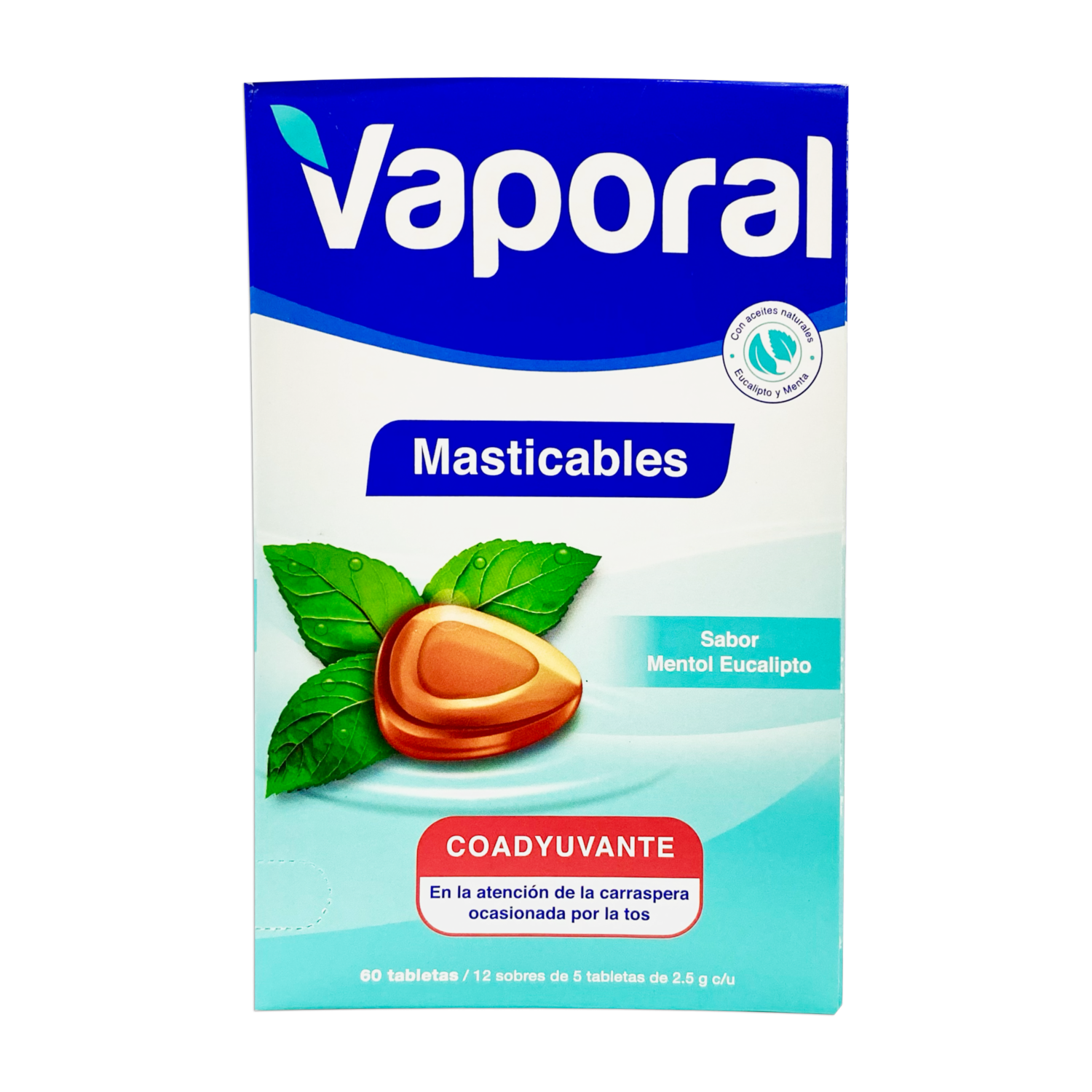 Expectorante Masticable En Tabletas Sabor Mentol Eucaliptus VAPORAL 150 G