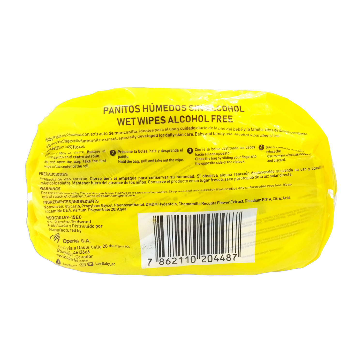 Pañitos Húmedos Con Extracto De Manzanilla LOV BABY 2 X 120 Uds