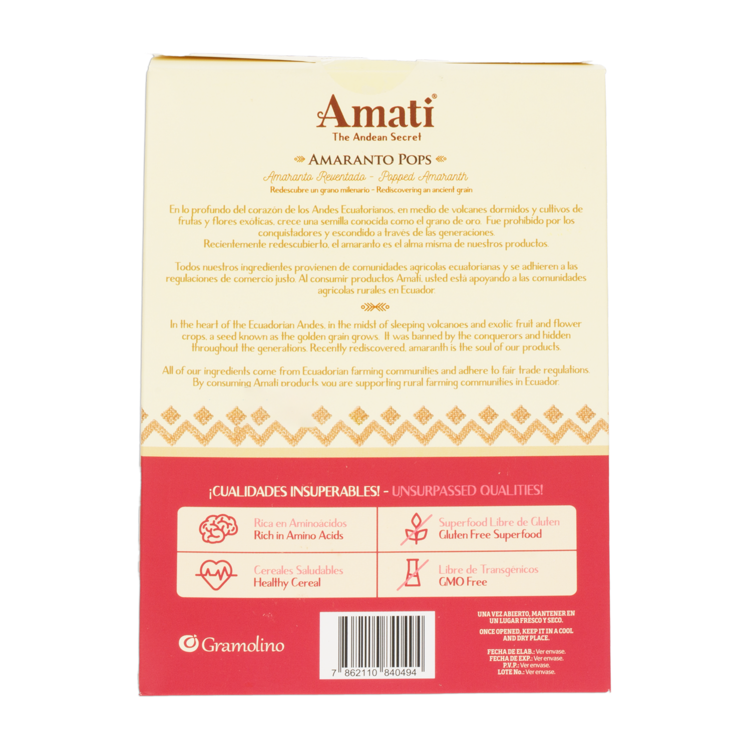 Amaranto Pops Vegano Sin Gluten AMATI THE ANDEAN SECRET 150 G