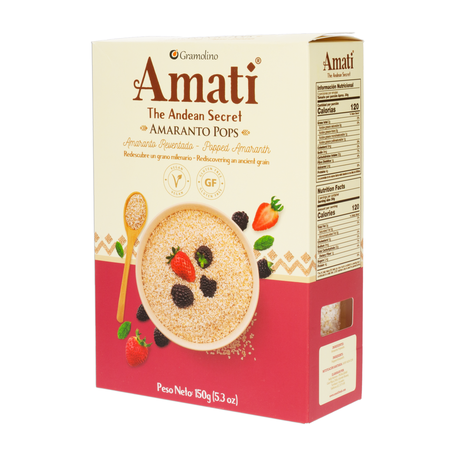 Amaranto Pops Vegano Sin Gluten AMATI THE ANDEAN SECRET 150 G