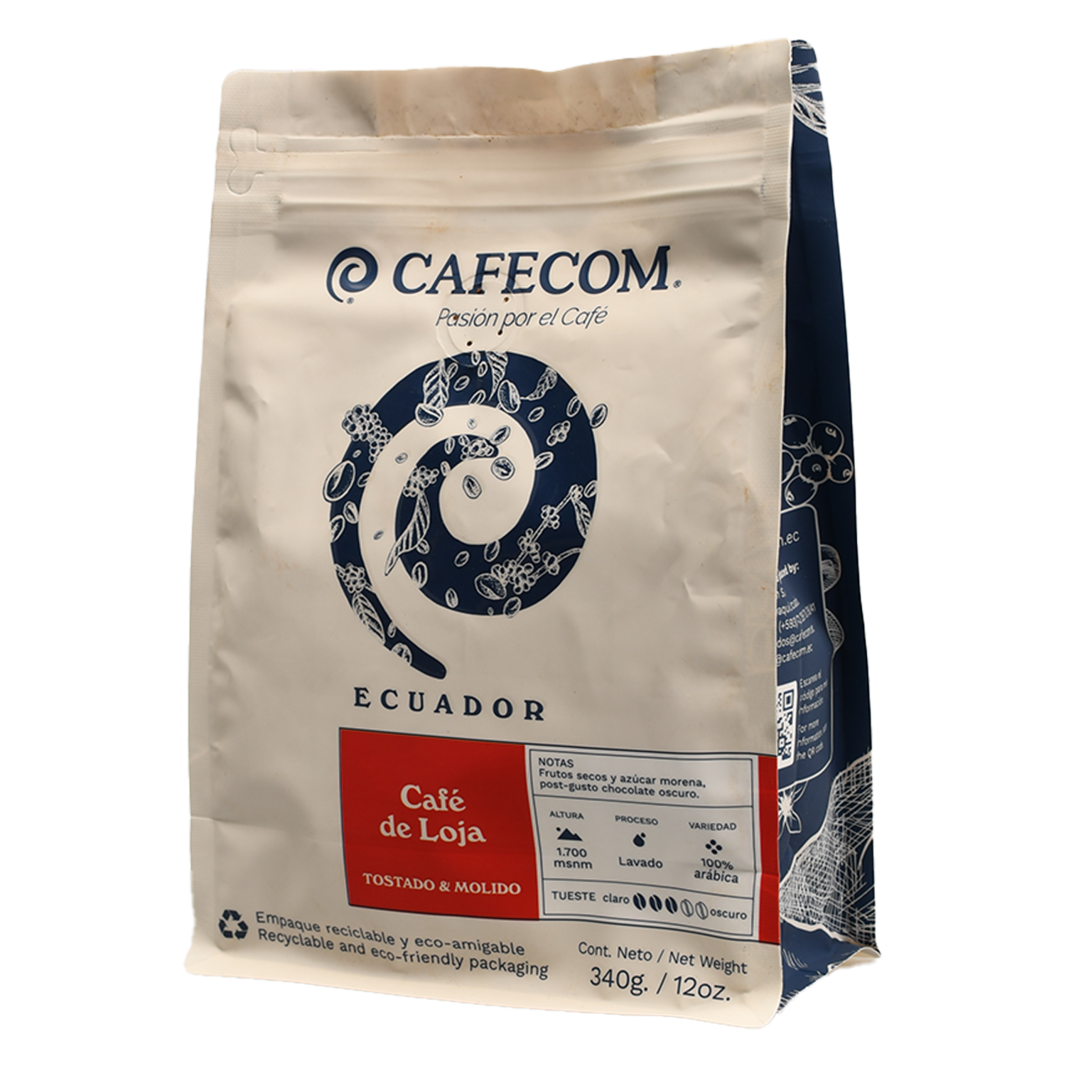 Café Tostado Y Molido De Loja Descafeinado Premium Para Pasar CAFECOM 340 G