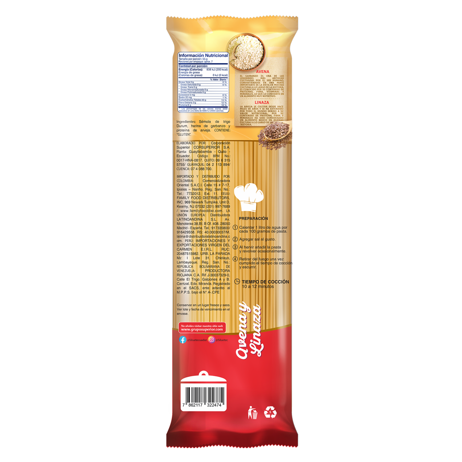 Spaghetti Número 5 De Linaza Y Avena SILUET 400 G