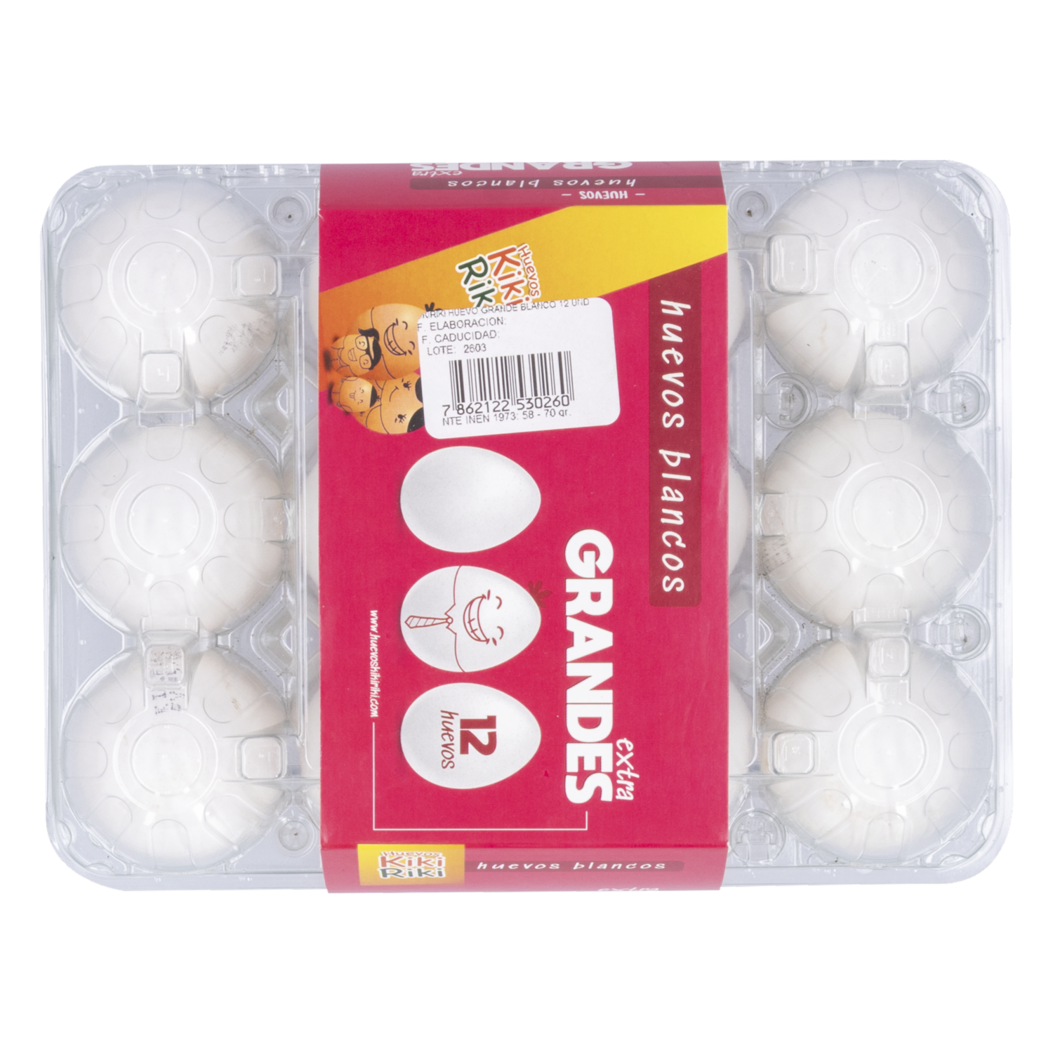 Huevos Blancos Grandes KIKI RIKI X 12 Uds