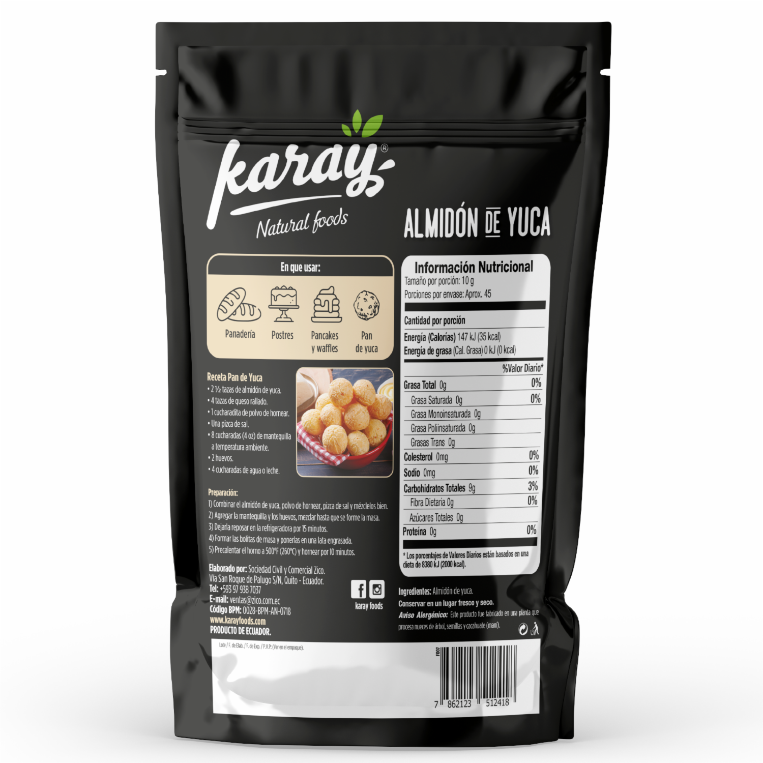 Almidón De Yuca Libre De Gluten KARAY 454 G