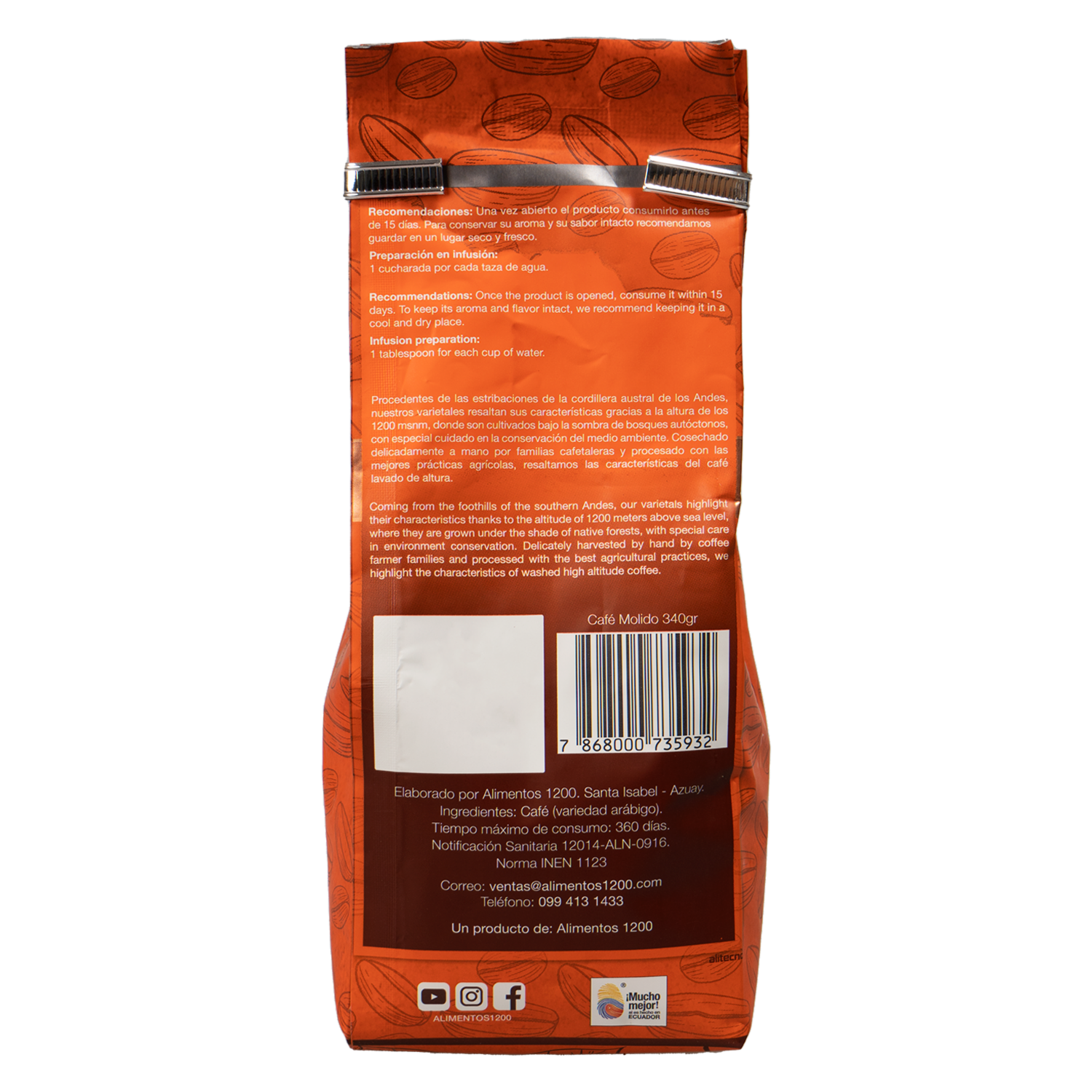 Café Tostado Y Molido Yunguilla 1200 340 G