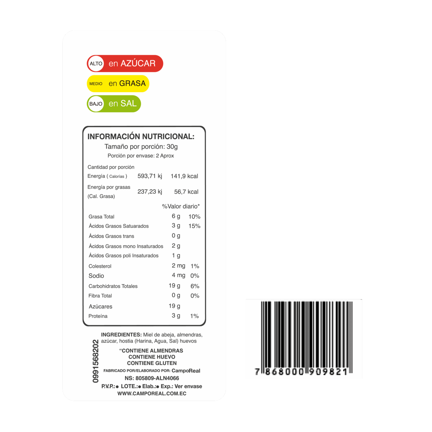 Turrón Almendras CAMPO REAL 35 G