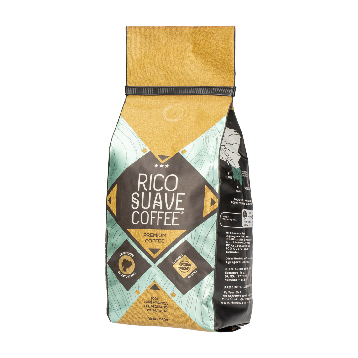 Café En Grano Arábigo Ecuatoriano De Altura RICO SUAVE 340 G