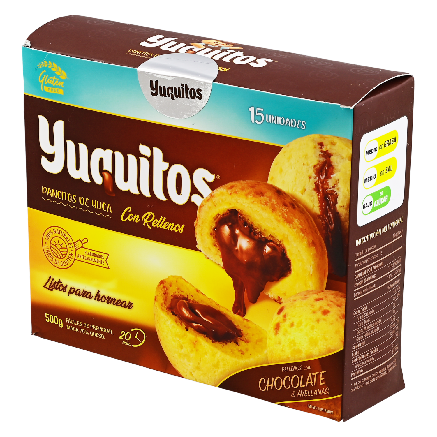 Pan De Yuca Con Relleno Cacao Y Avellana YUQUITOS 500  G