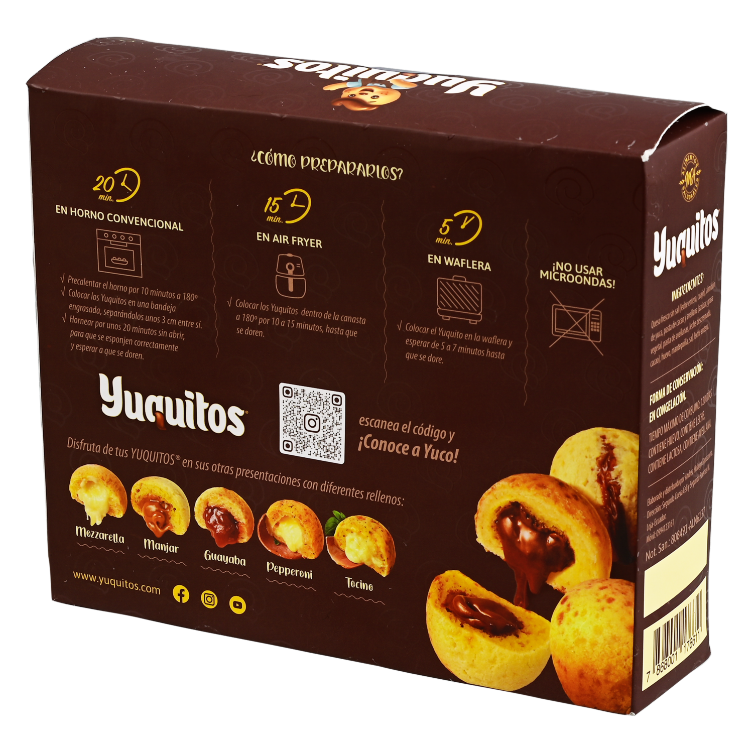 Pan De Yuca Con Relleno Cacao Y Avellana YUQUITOS 500  G